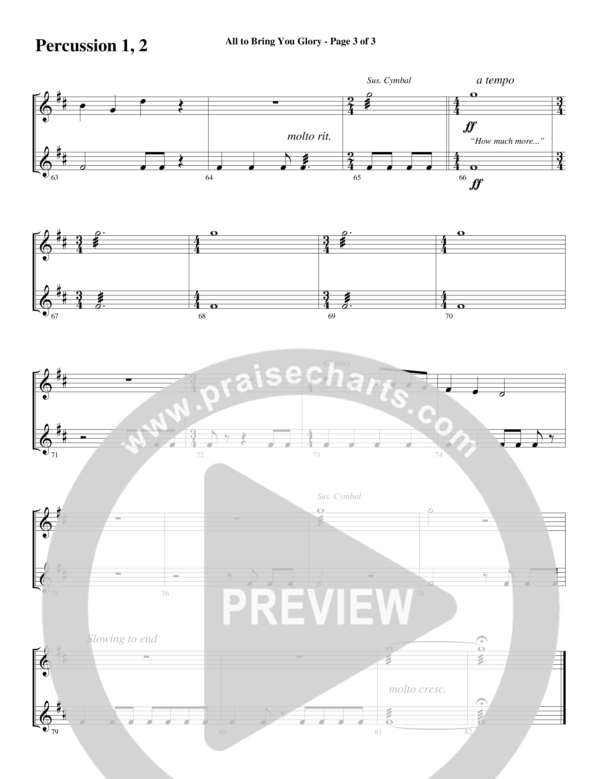 All To Bring You Glory (Choral Anthem SATB) Percussion (Arr. David T. Clydesdale / Word Music Choral)
