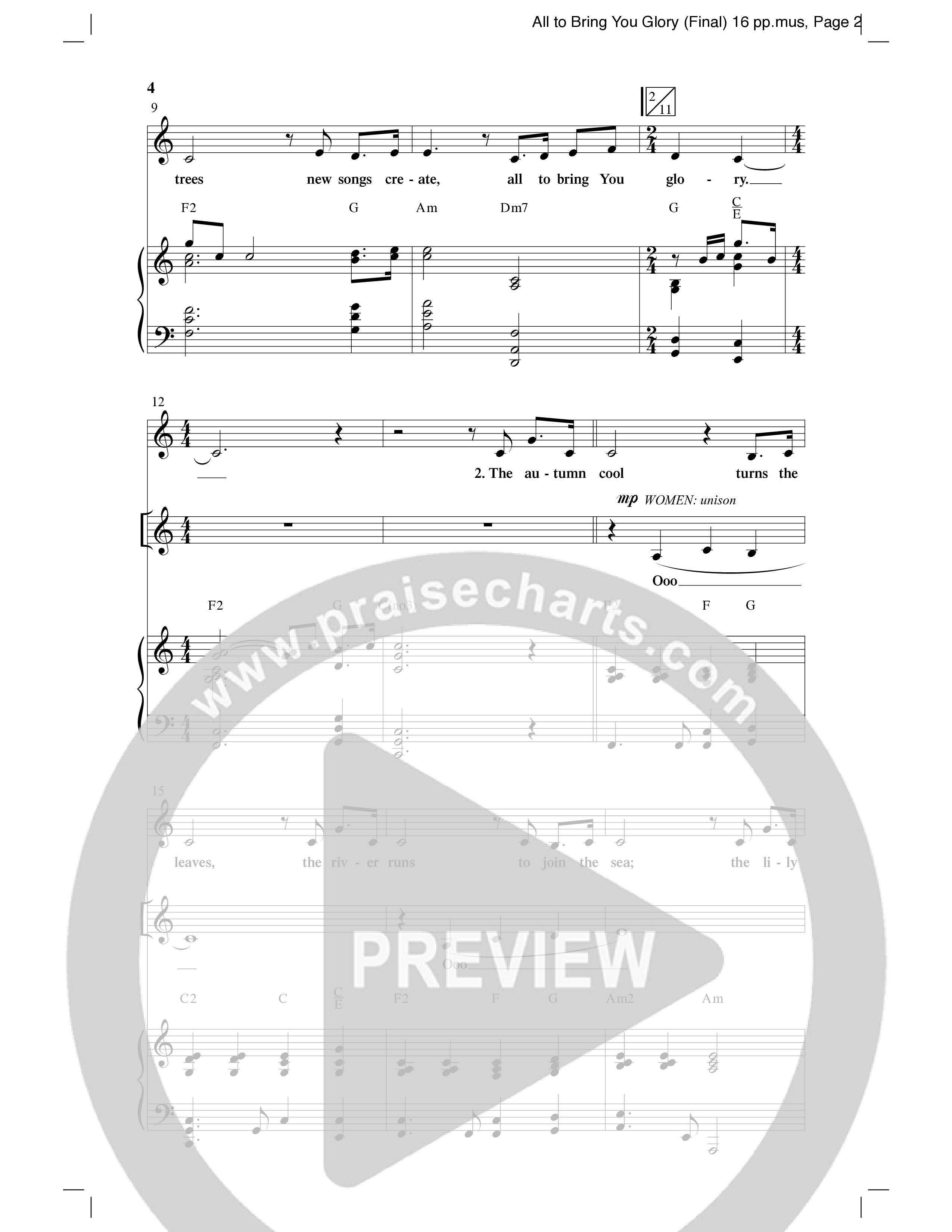All To Bring You Glory (Choral Anthem SATB) Anthem (SATB/Piano) (Arr. David T. Clydesdale / Word Music Choral)