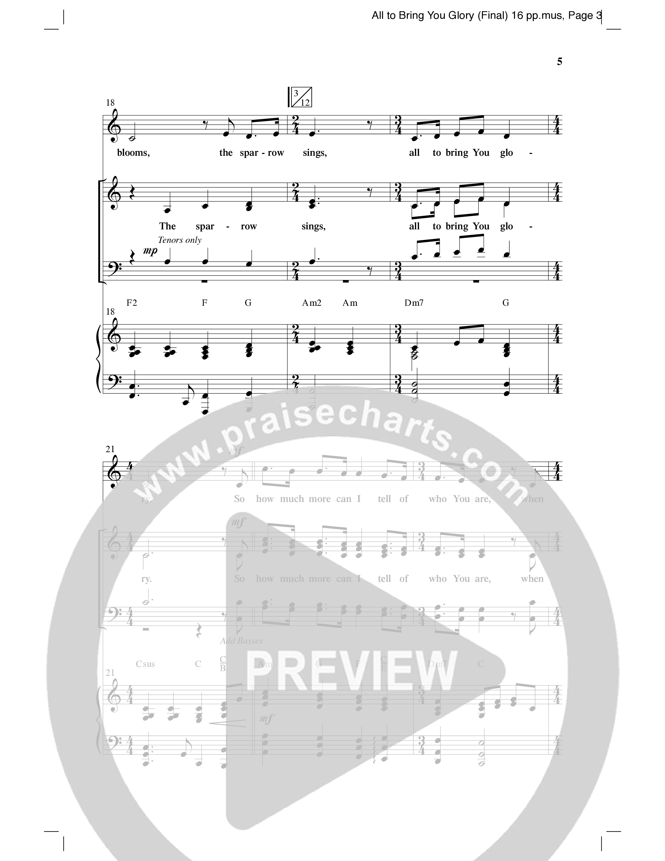 All To Bring You Glory (Choral Anthem SATB) Anthem (SATB/Piano) (Arr. David T. Clydesdale / Word Music Choral)