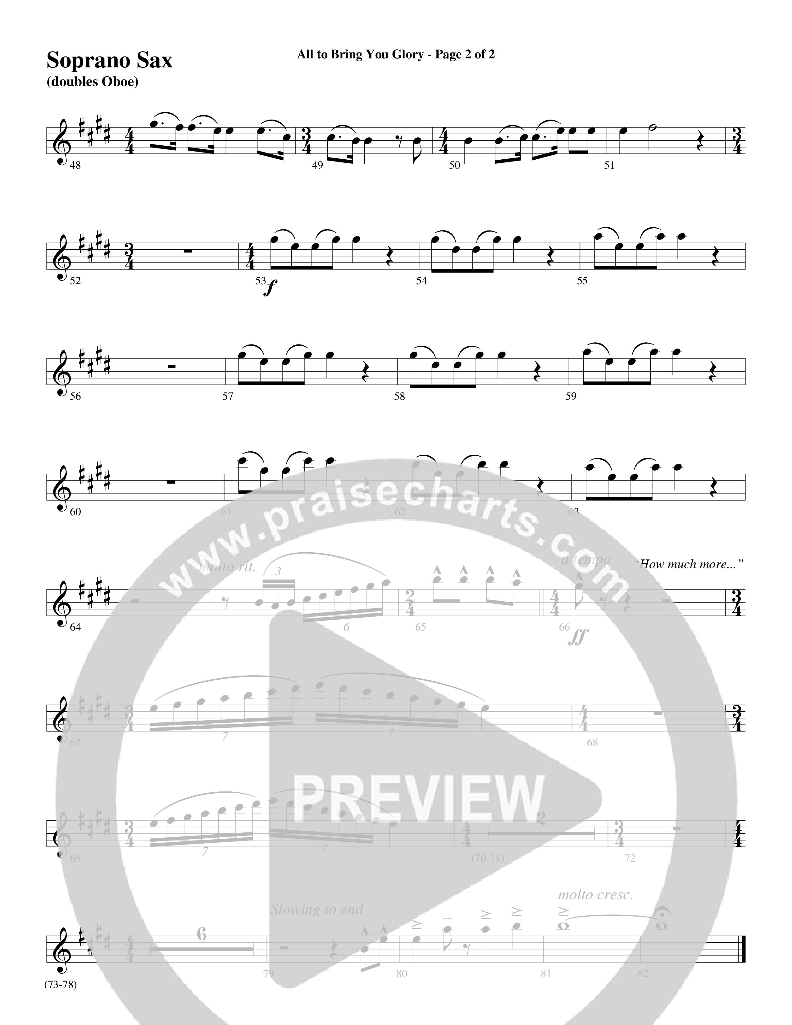 All To Bring You Glory (Choral Anthem SATB) Soprano Sax (Arr. David T. Clydesdale / Word Music Choral)