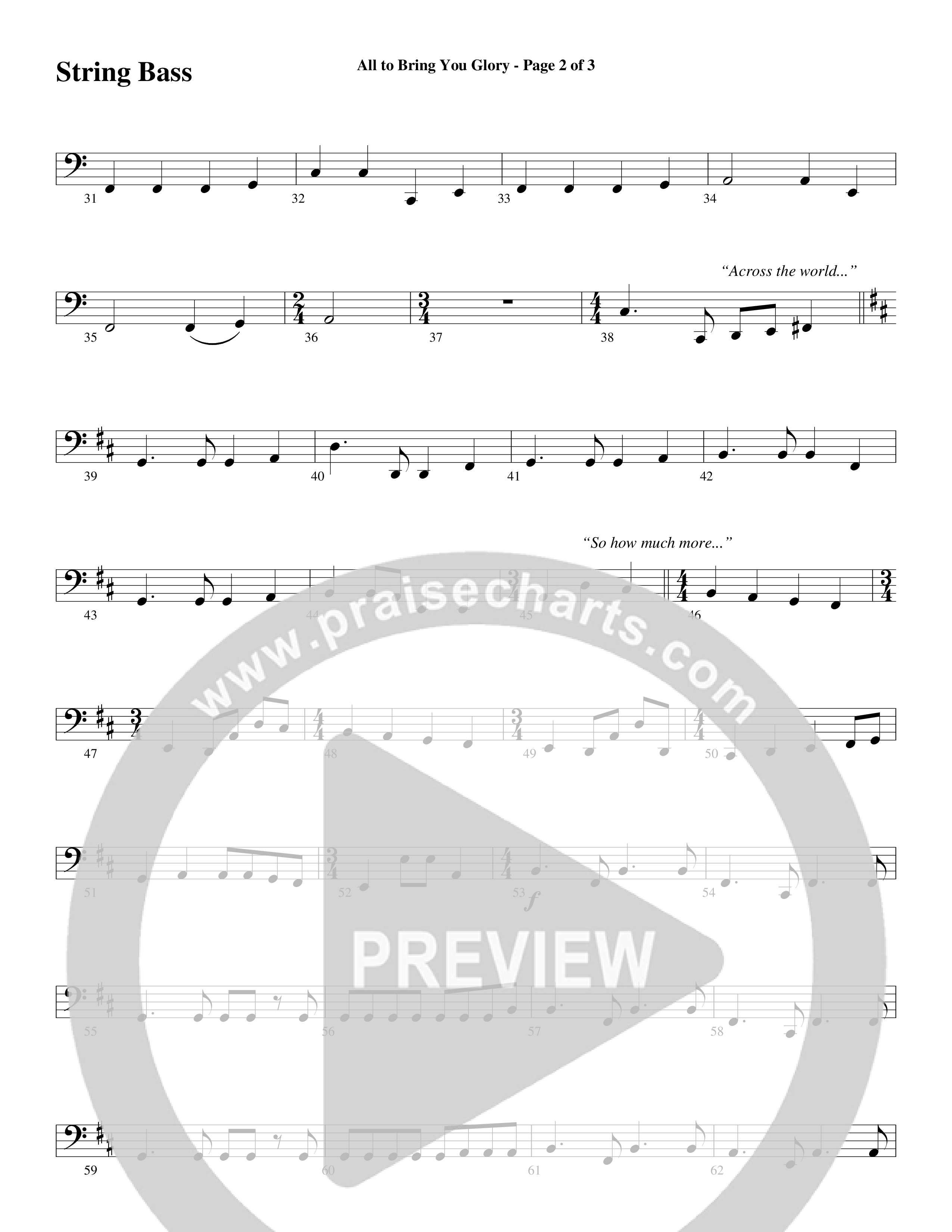 All To Bring You Glory (Choral Anthem SATB) String Bass (Arr. David T. Clydesdale / Word Music Choral)