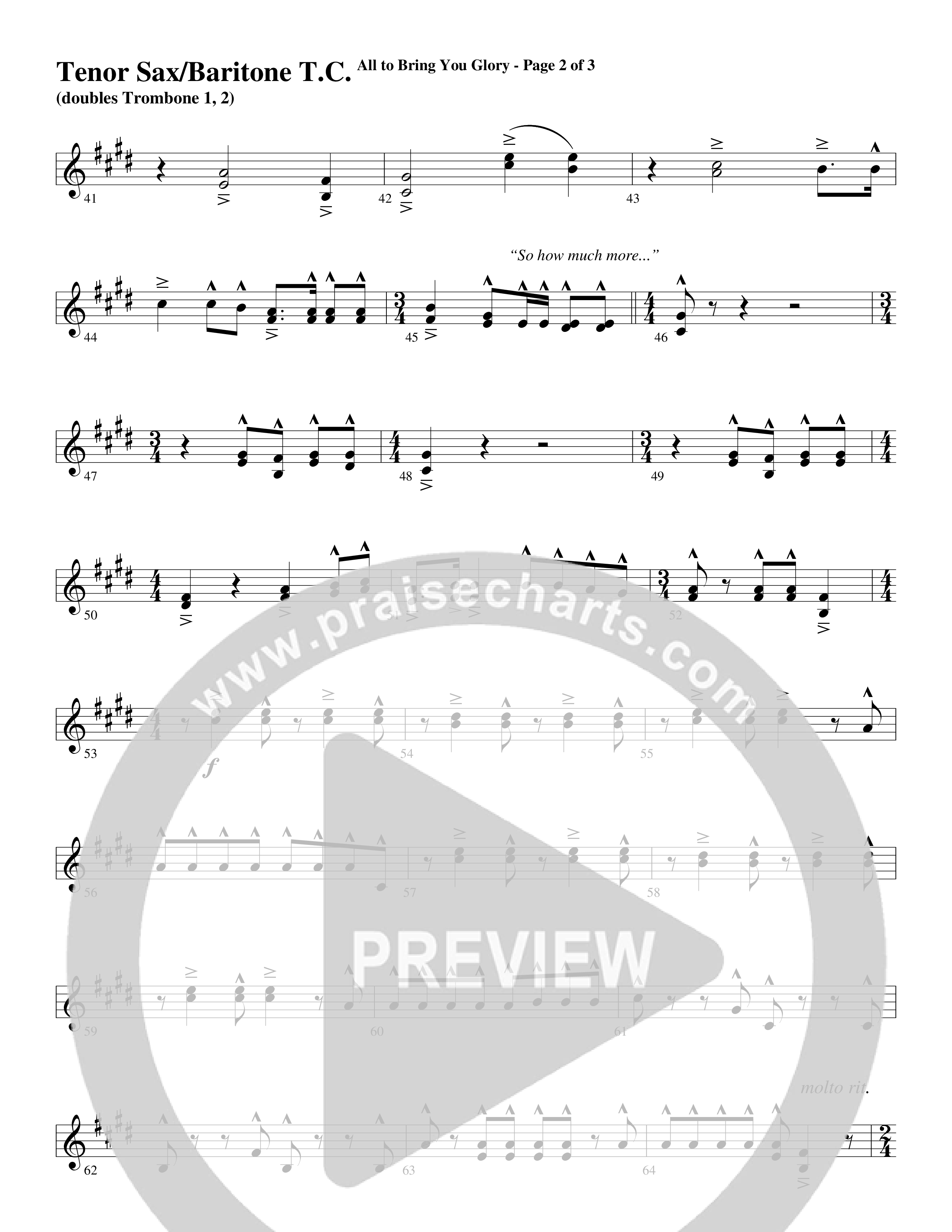 All To Bring You Glory (Choral Anthem SATB) Tenor Sax/Baritone T.C. (Arr. David T. Clydesdale / Word Music Choral)