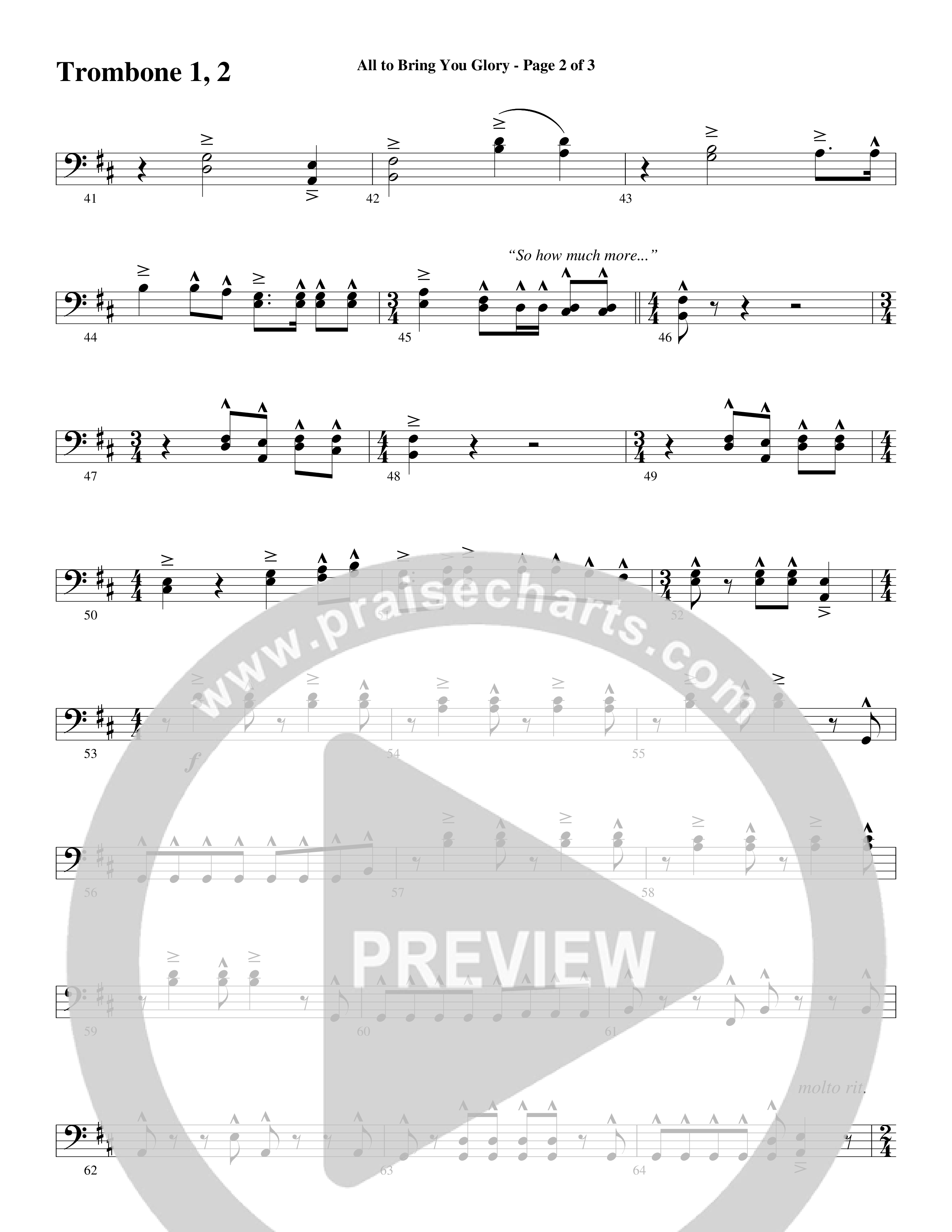 All To Bring You Glory (Choral Anthem SATB) Trombone 1/2 (Arr. David T. Clydesdale / Word Music Choral)