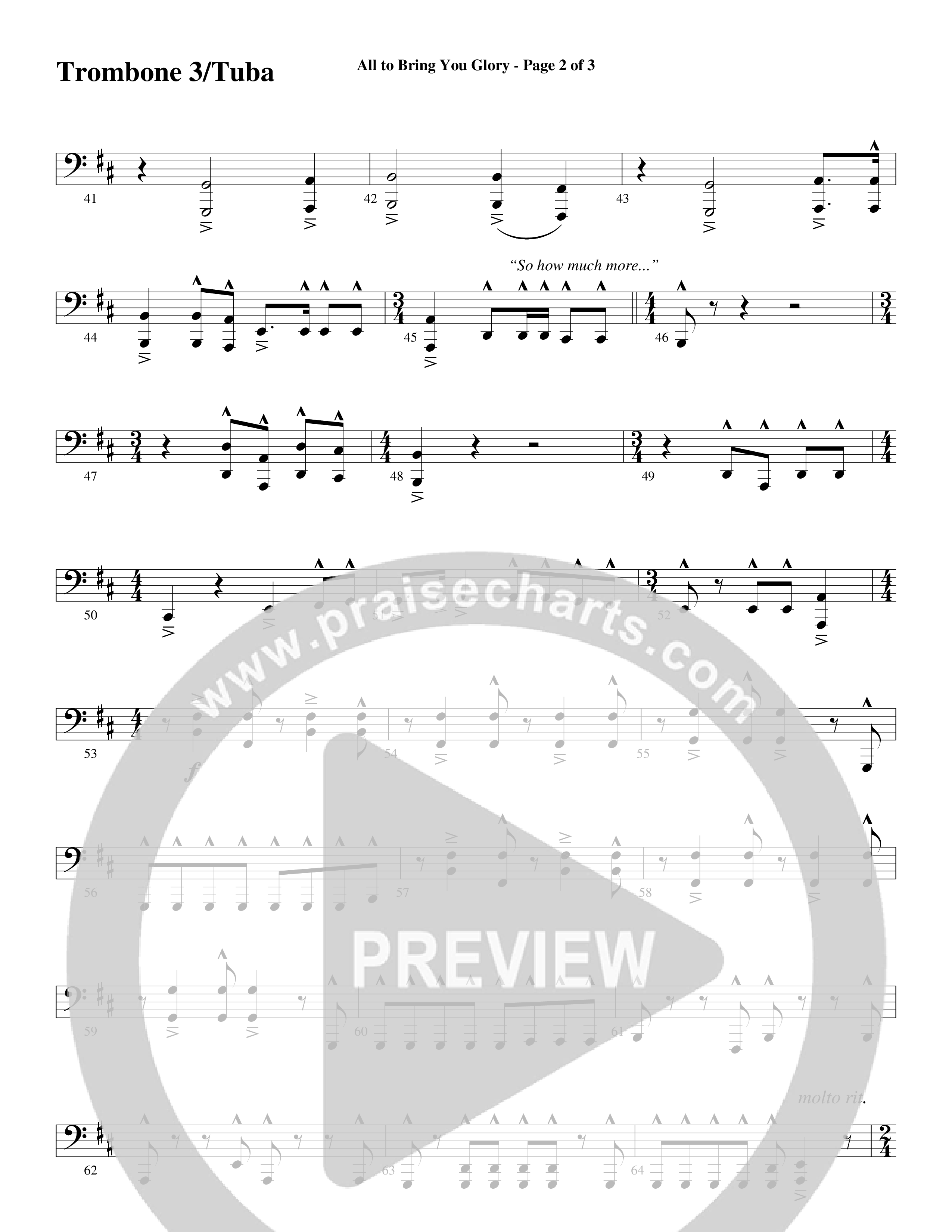 All To Bring You Glory (Choral Anthem SATB) Trombone 3/Tuba (Arr. David T. Clydesdale / Word Music Choral)