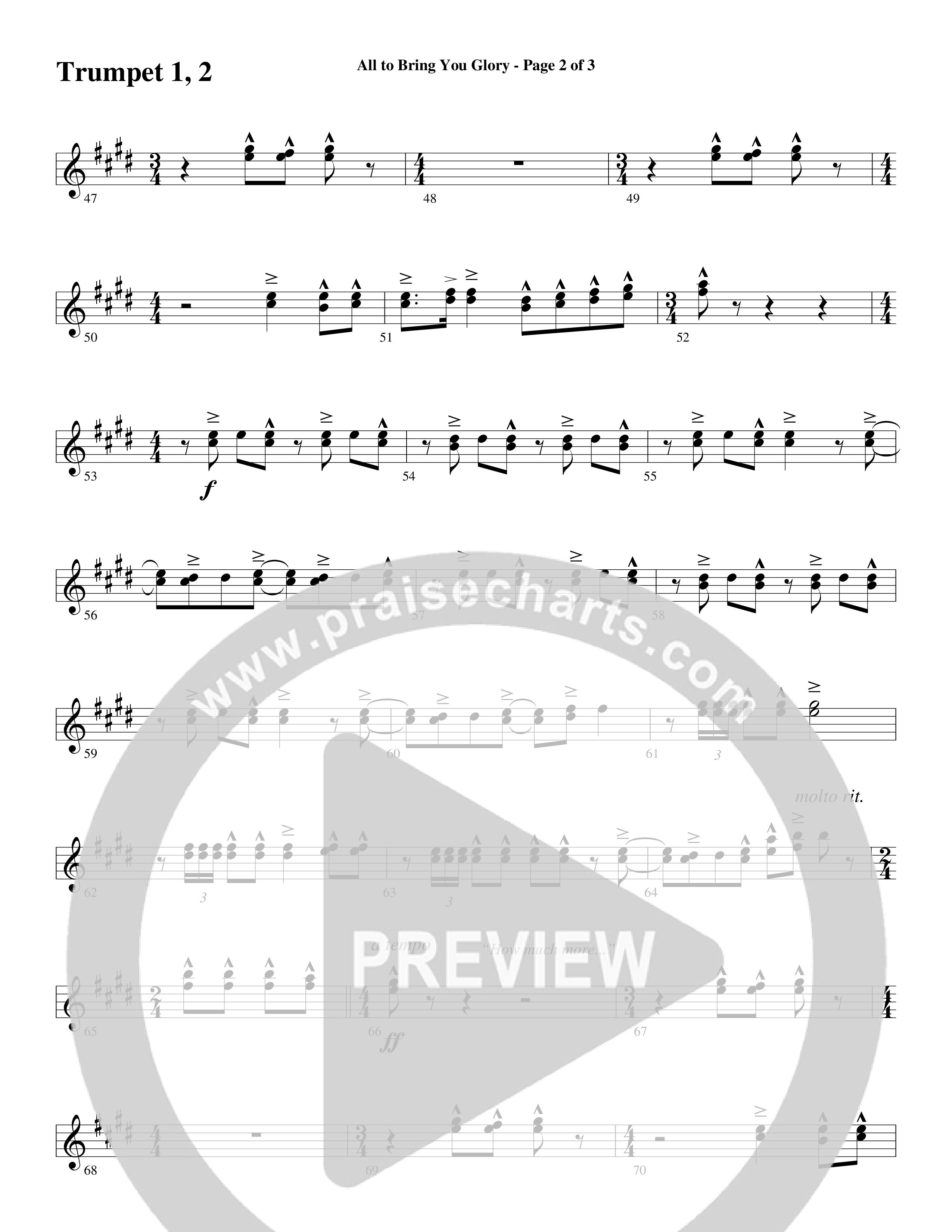 All To Bring You Glory (Choral Anthem SATB) Trumpet 1,2 (Arr. David T. Clydesdale / Word Music Choral)