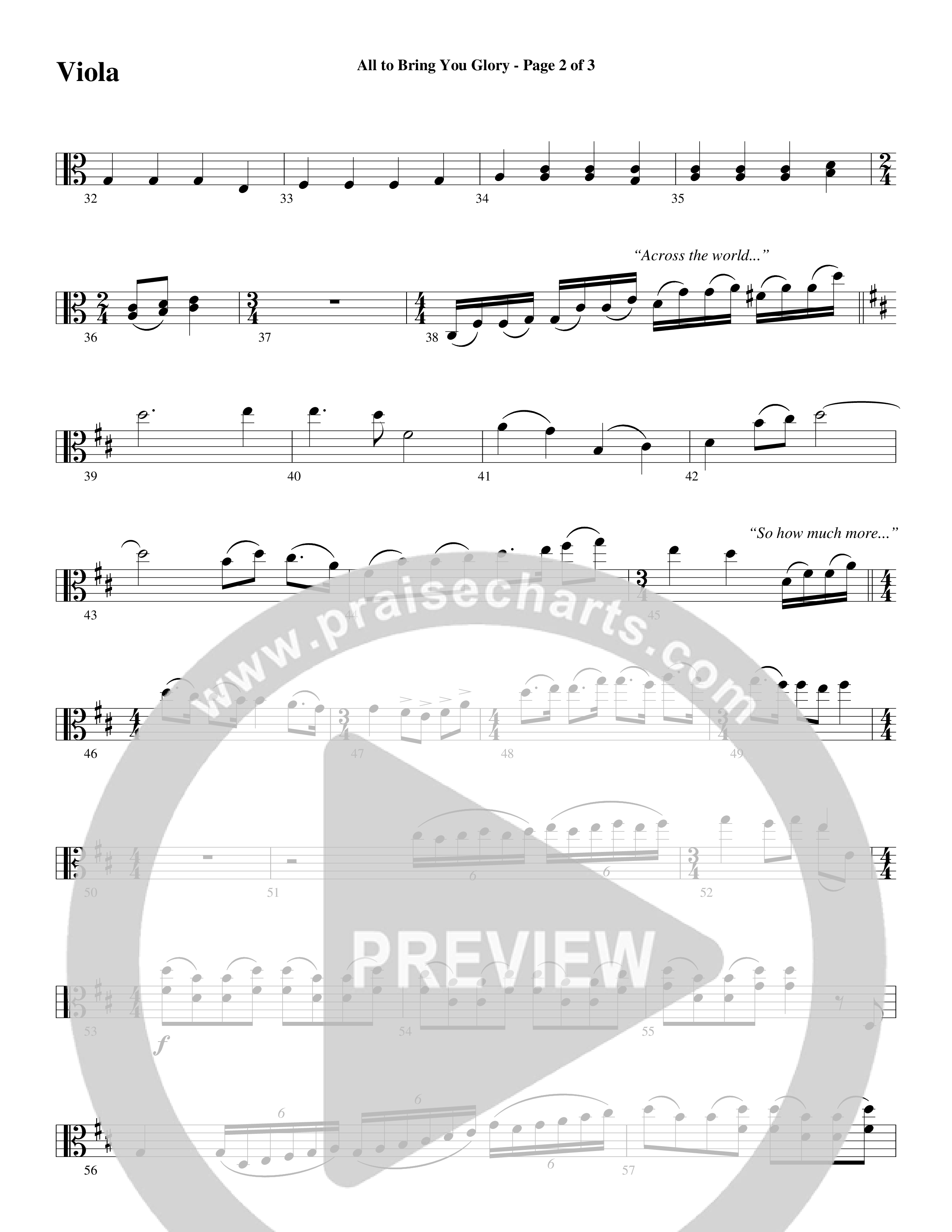 All To Bring You Glory (Choral Anthem SATB) Viola (Arr. David T. Clydesdale / Word Music Choral)