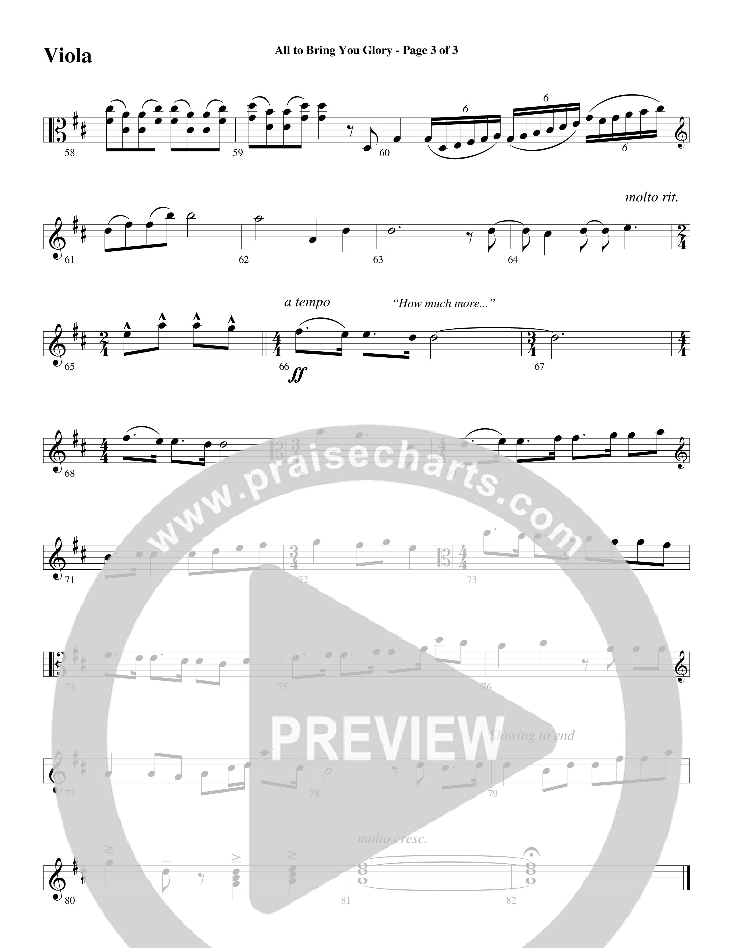 All To Bring You Glory (Choral Anthem SATB) Viola (Arr. David T. Clydesdale / Word Music Choral)