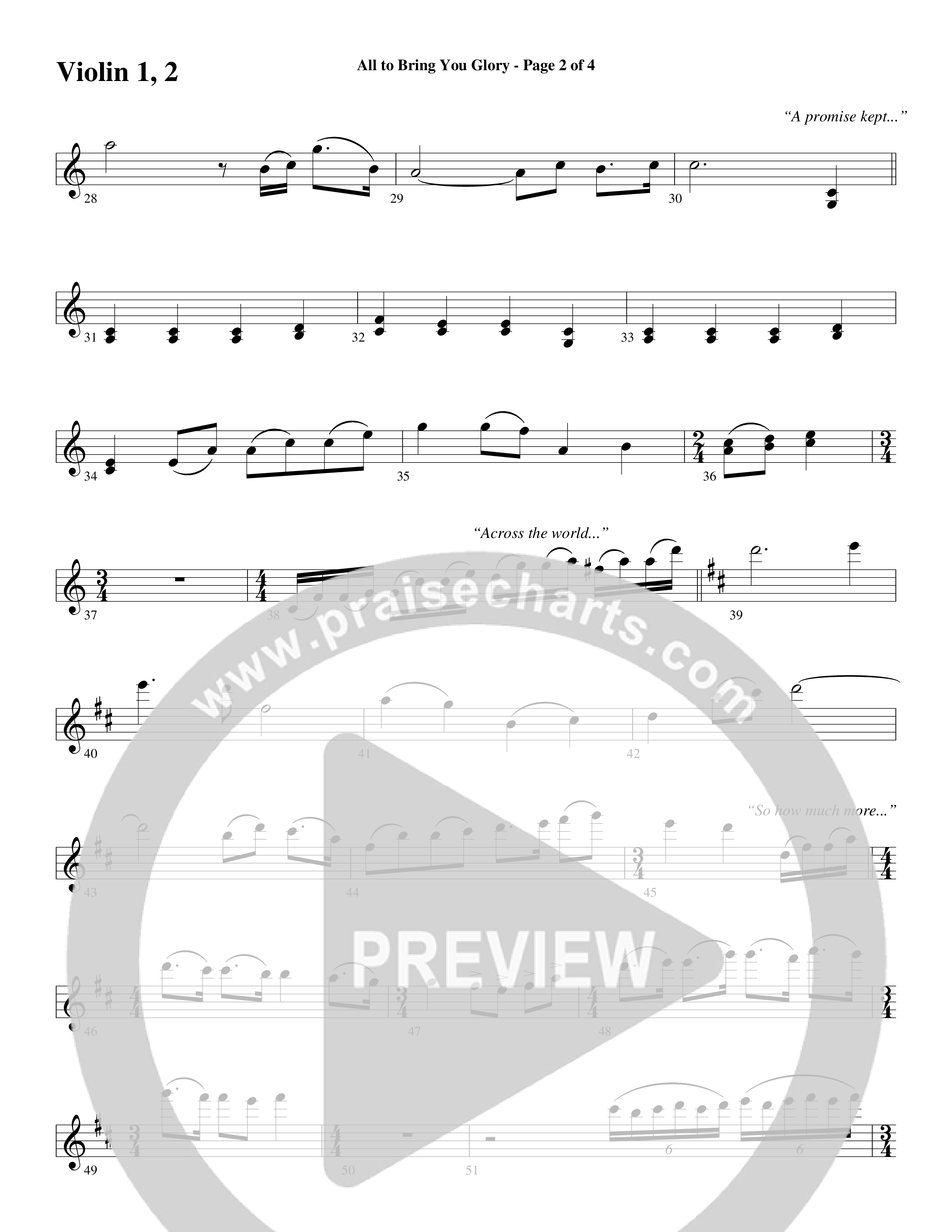 All To Bring You Glory (Choral Anthem SATB) Violin 1/2 (Arr. David T. Clydesdale / Word Music Choral)