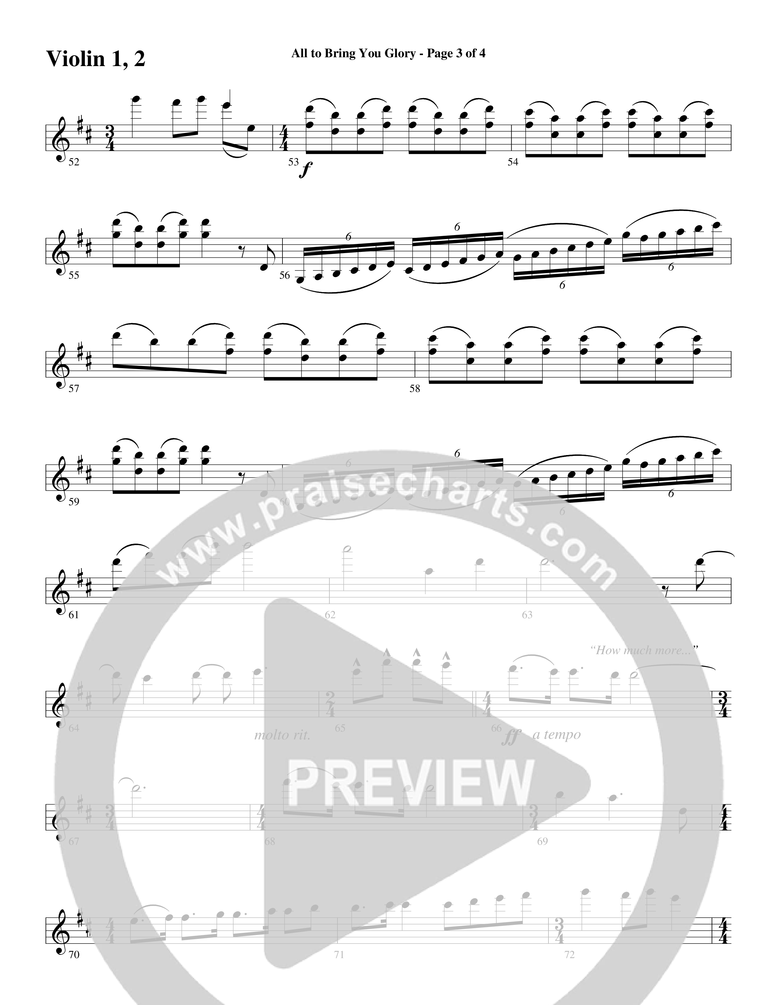 All To Bring You Glory (Choral Anthem SATB) Violin 1/2 (Arr. David T. Clydesdale / Word Music Choral)