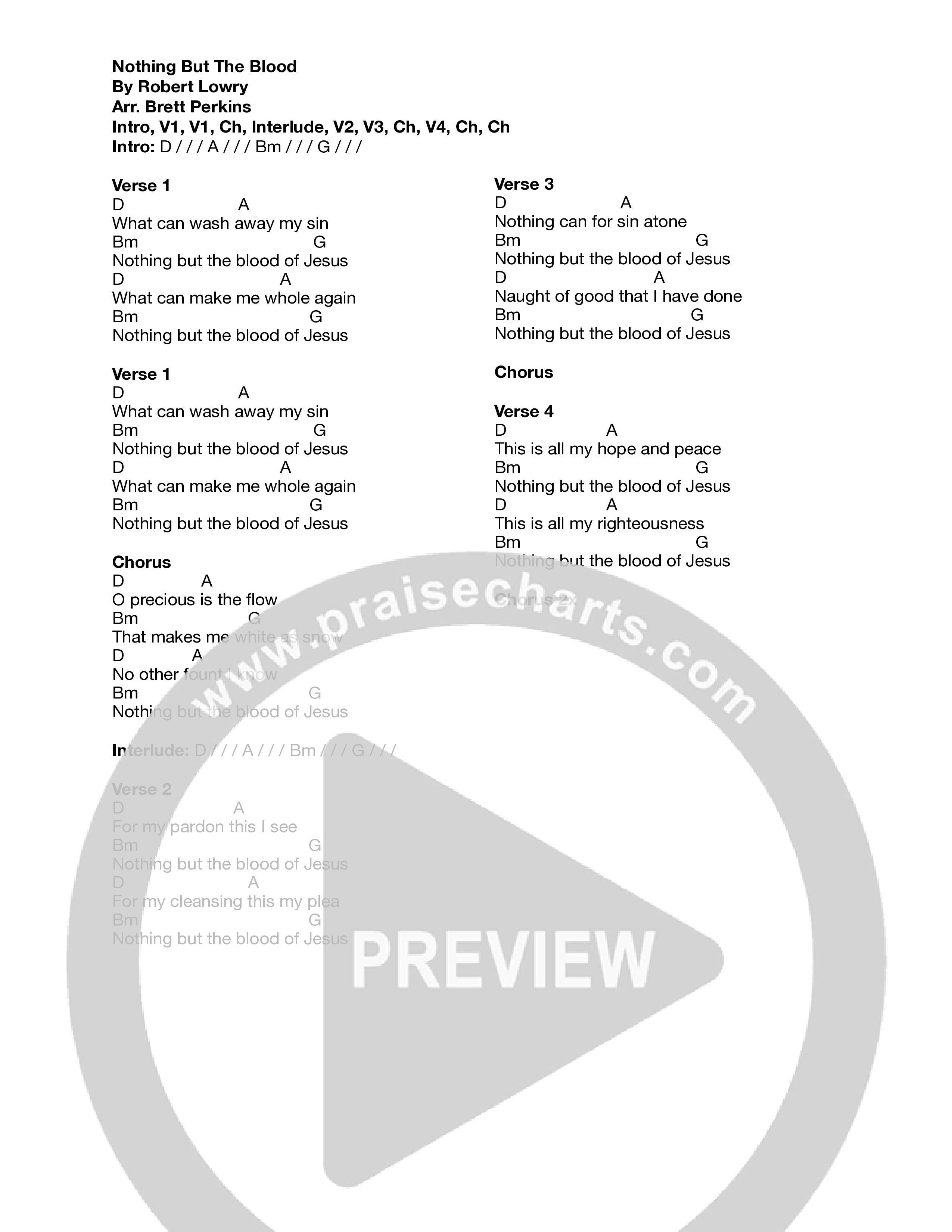 Nothing But The Blood Chord Chart (Journey Worship Co)