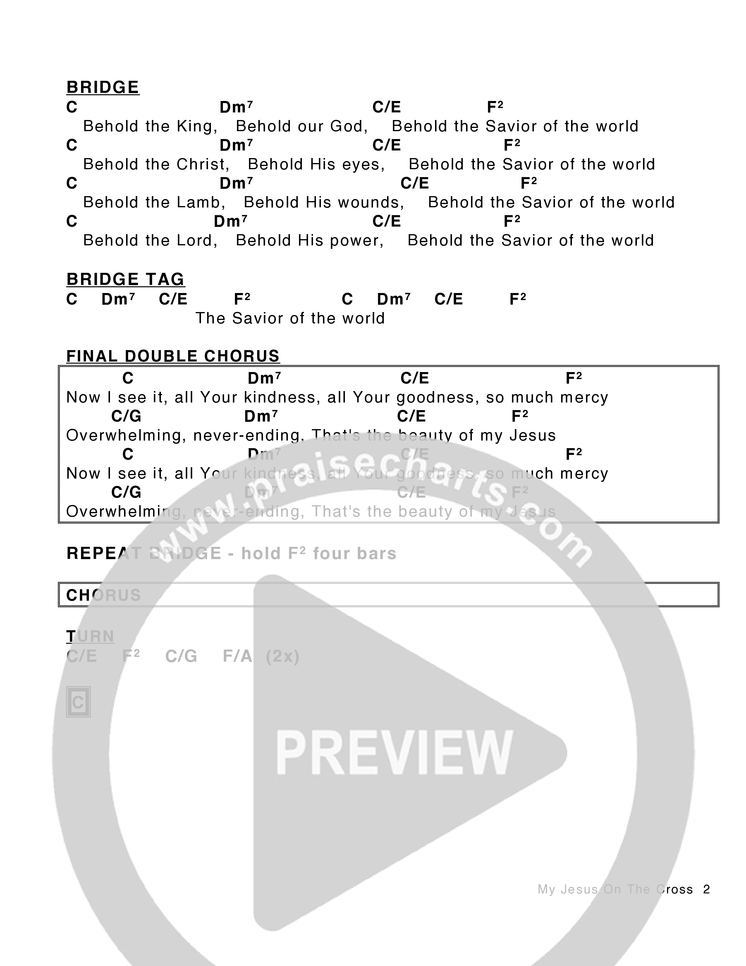 My Jesus On The Cross Chord Chart (Victory House Worship)