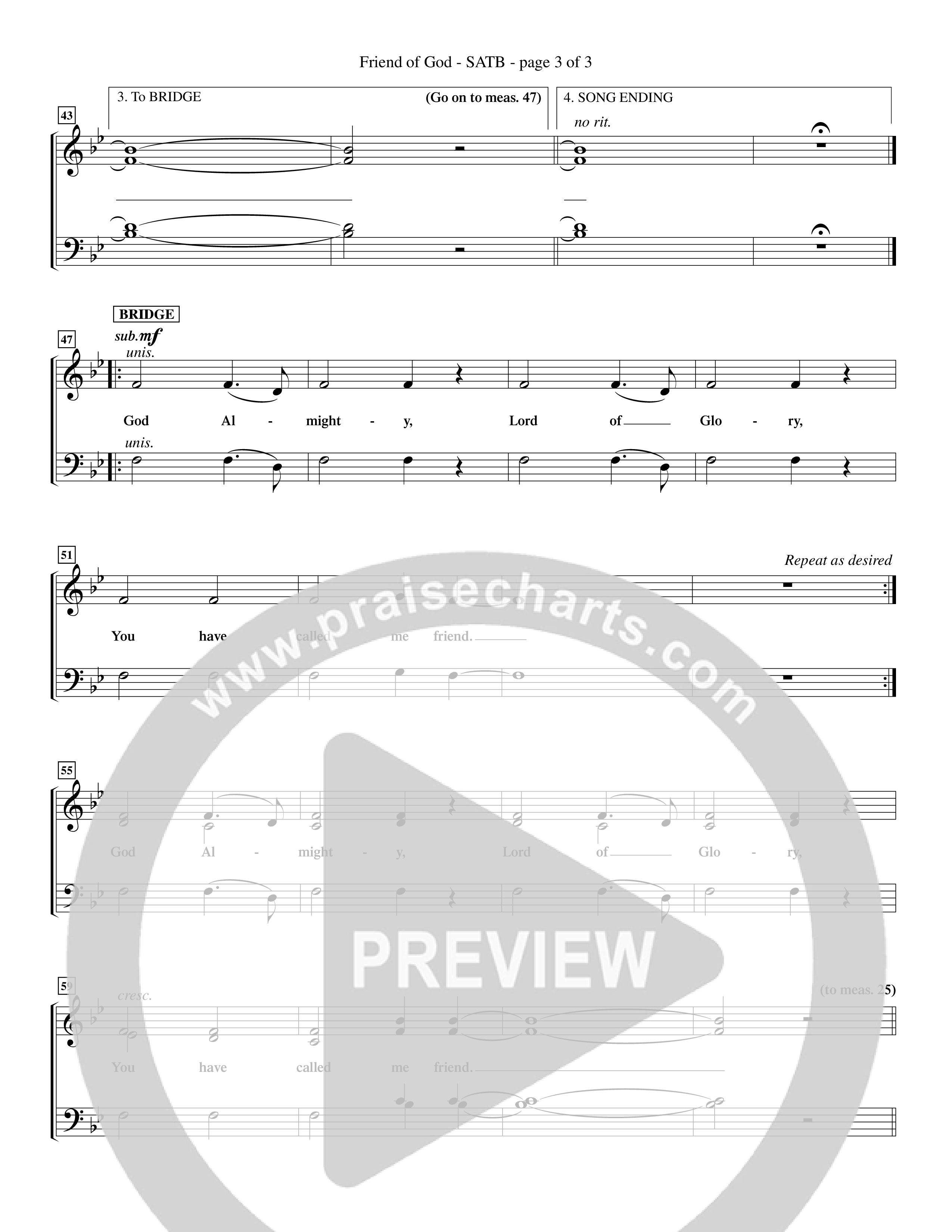 Friend Of God (Choral Anthem SATB) Choir Sheet (SATB) (Word Music Choral / Orch. Dave Williamson)