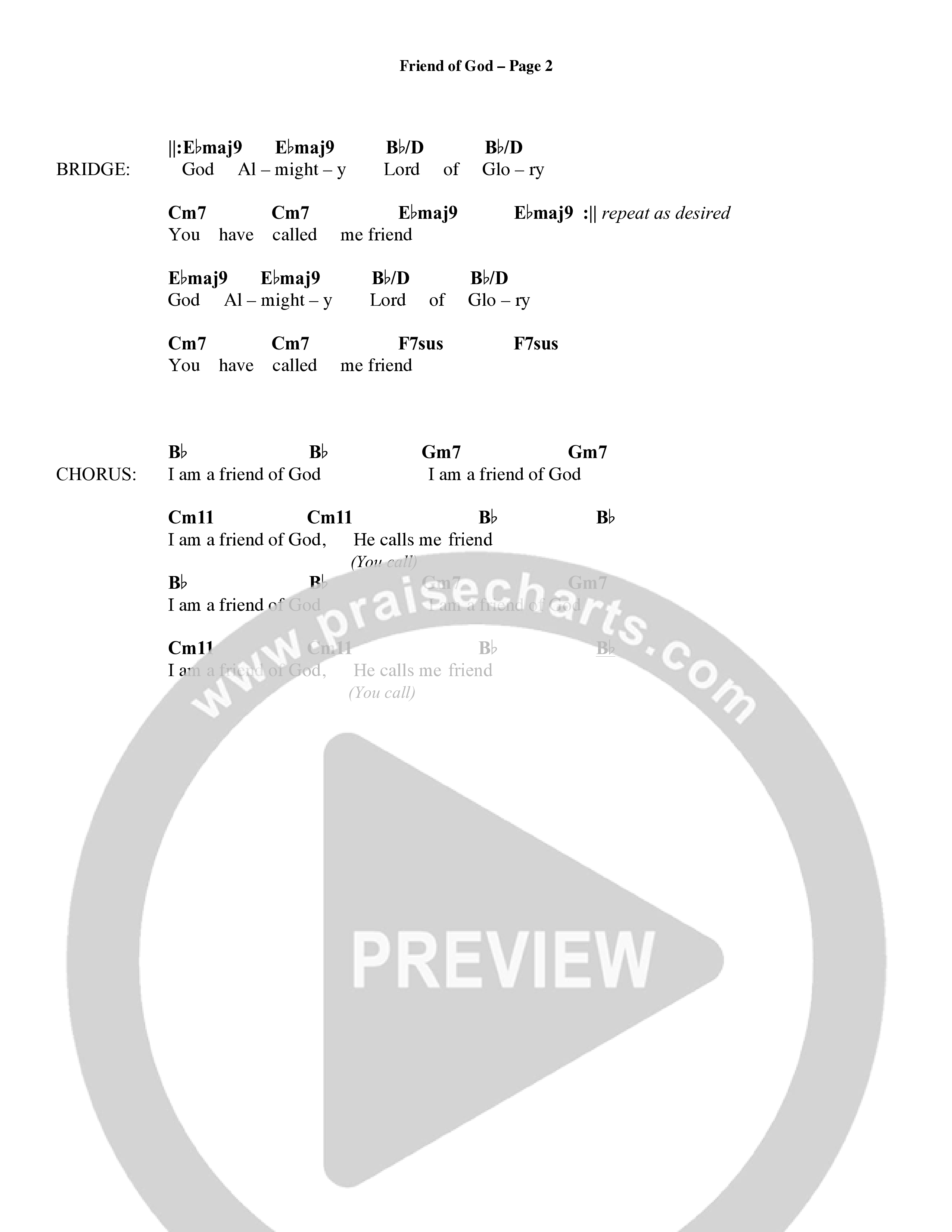 Friend Of God (Choral Anthem SATB) Chords & Lyrics (Word Music Choral / Orch. Dave Williamson)