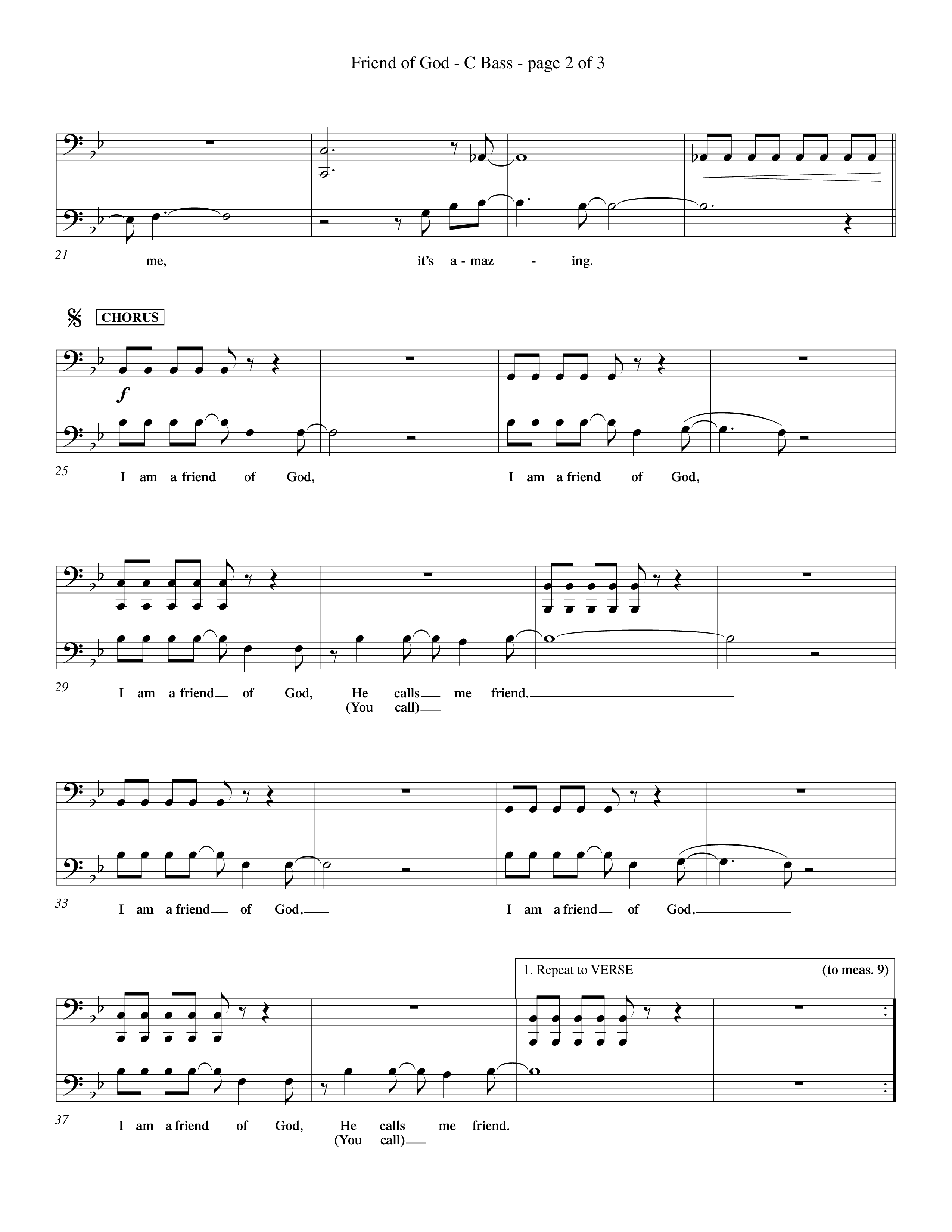 Friend Of God (Choral Anthem SATB) Contrabass (Word Music Choral / Orch. Dave Williamson)