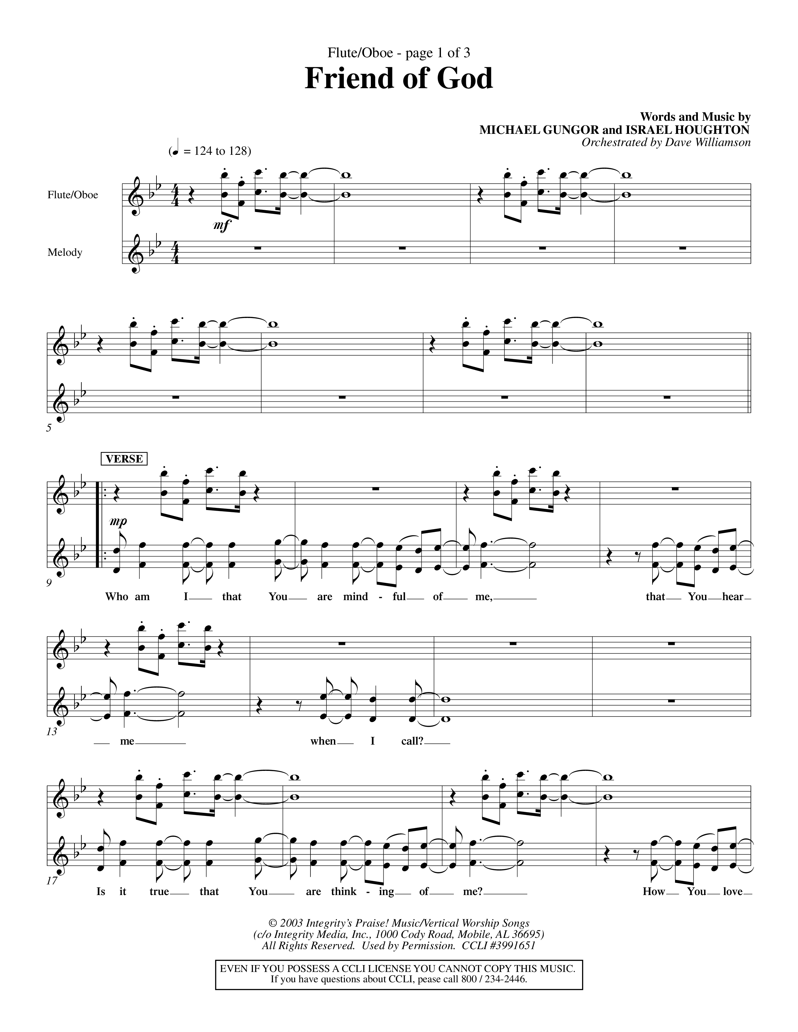 Friend Of God (Choral Anthem SATB) Flute/Oboe (Word Music Choral / Orch. Dave Williamson)