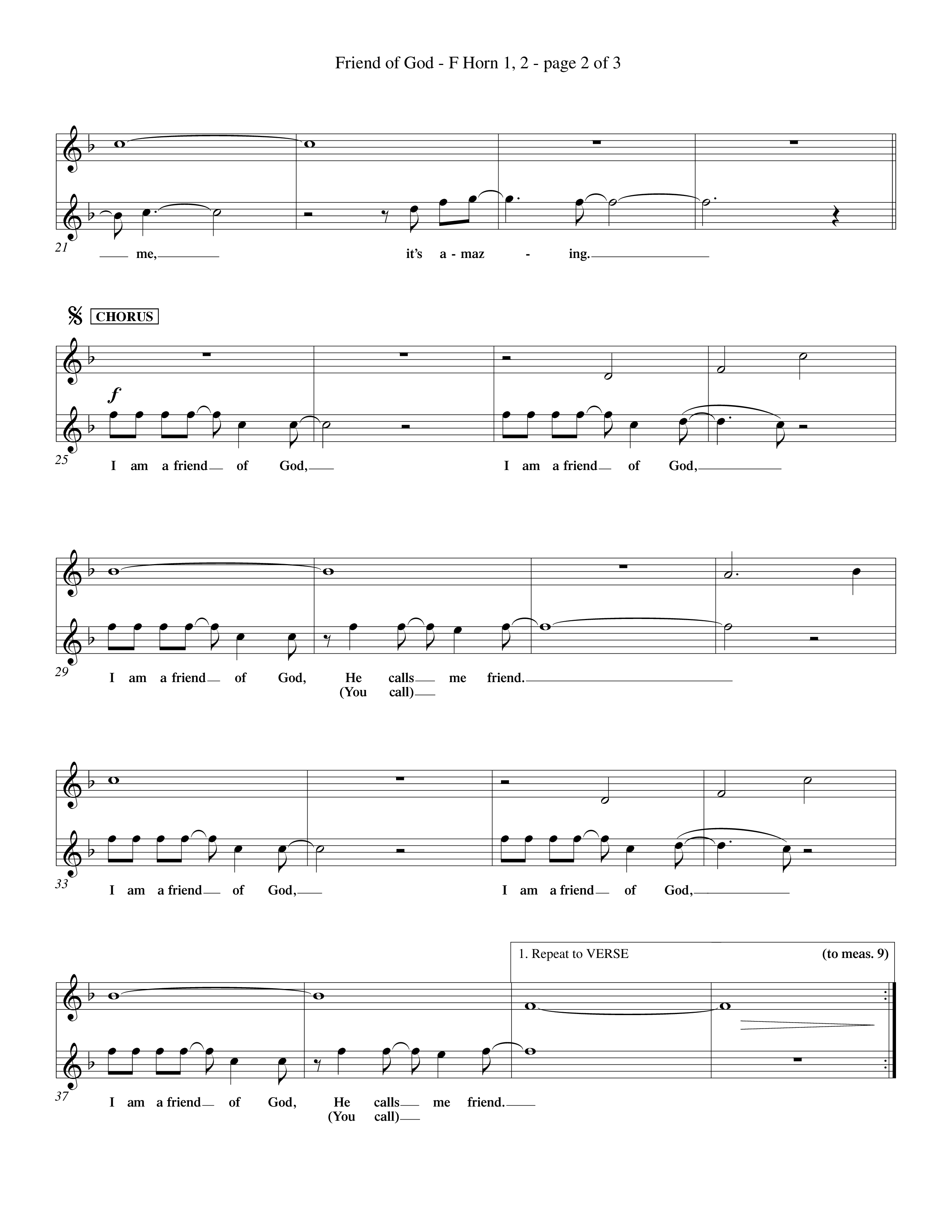 Friend Of God (Choral Anthem SATB) French Horn (Word Music Choral / Orch. Dave Williamson)