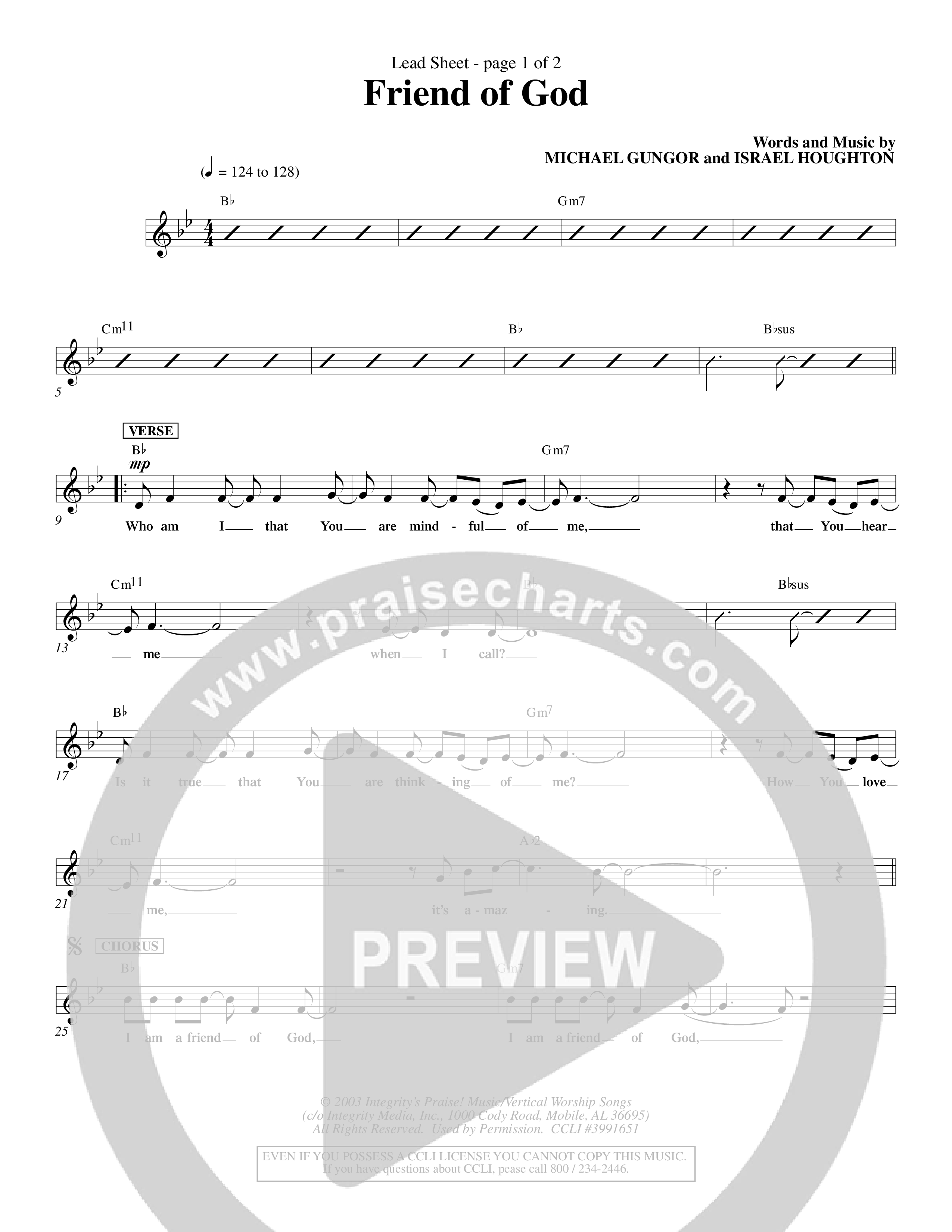 Friend Of God (Choral Anthem SATB) Lead Sheet (Word Music Choral / Orch. Dave Williamson)