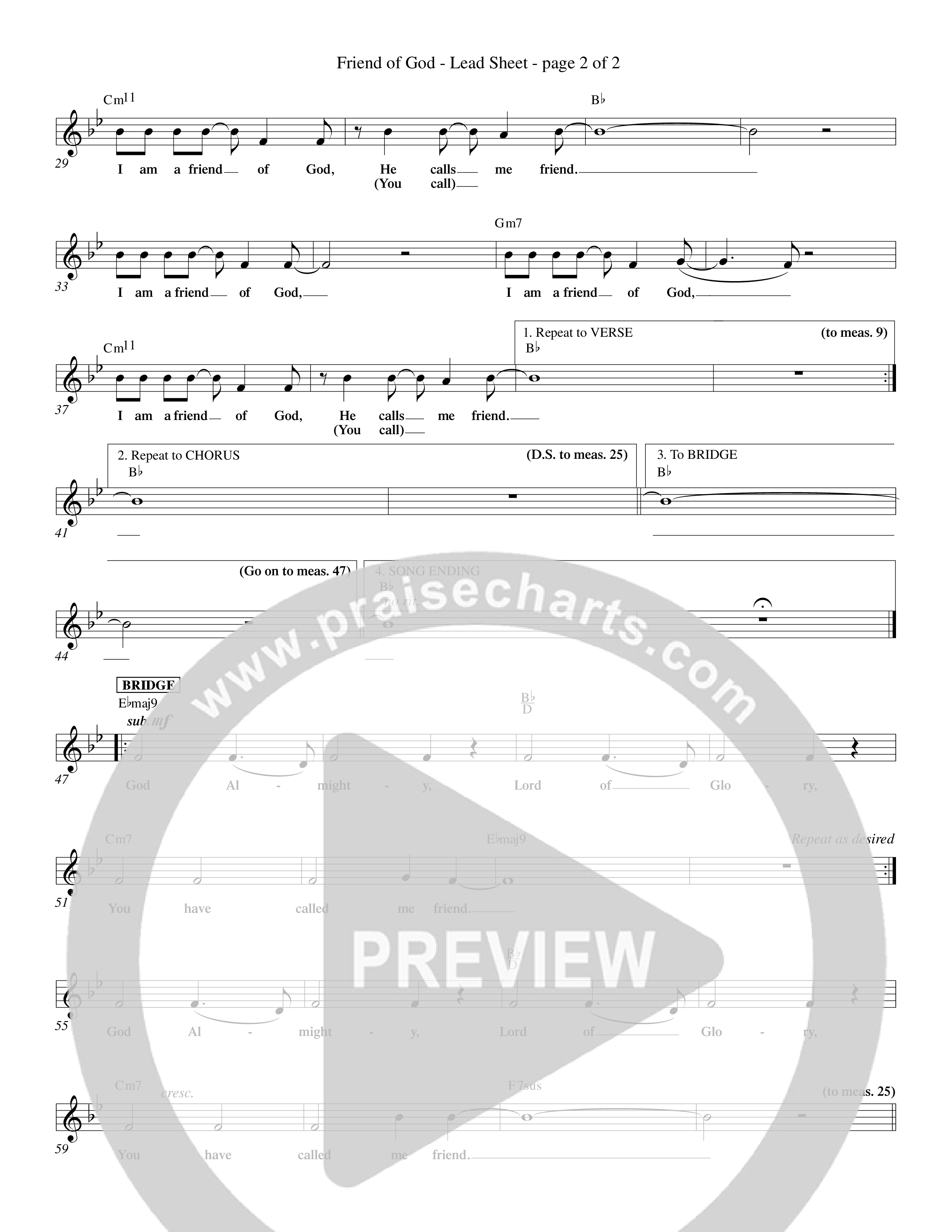 Friend Of God (Choral Anthem SATB) Lead Sheet (Word Music Choral / Orch. Dave Williamson)