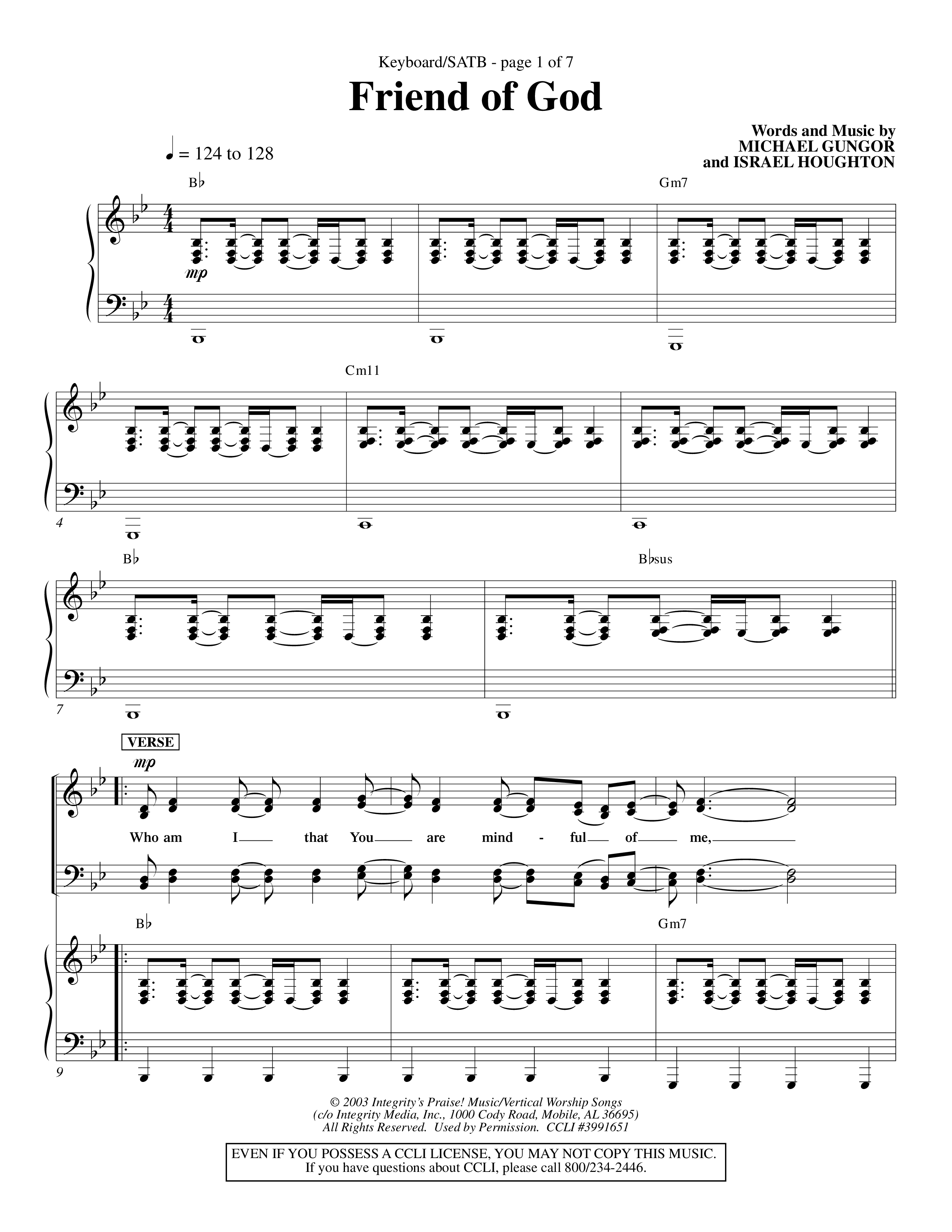Friend Of God (Choral Anthem SATB) Keyboard/Vocal (SATB) (Word Music Choral / Orch. Dave Williamson)