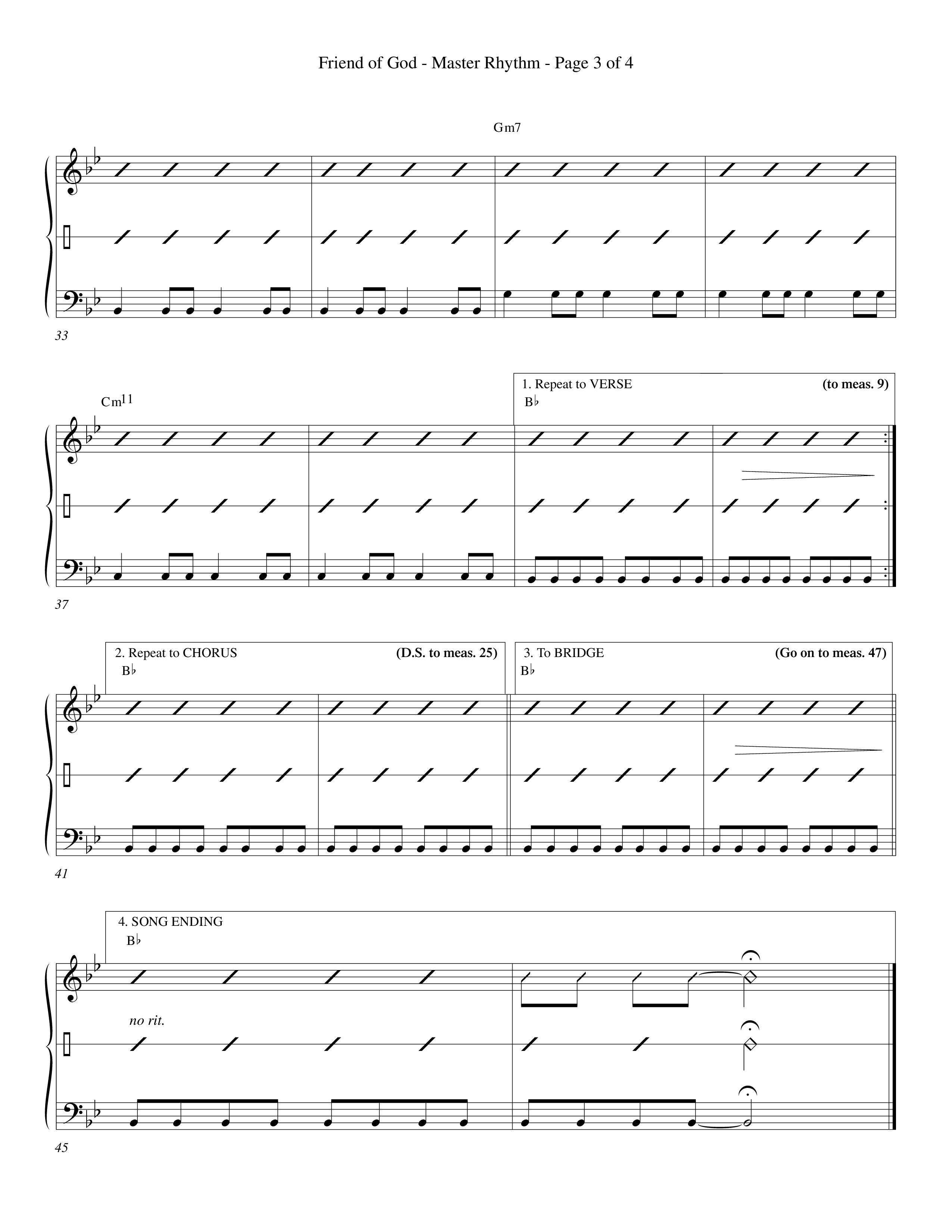Friend Of God (Choral Anthem SATB) Rhythm Chart (Word Music Choral / Orch. Dave Williamson)