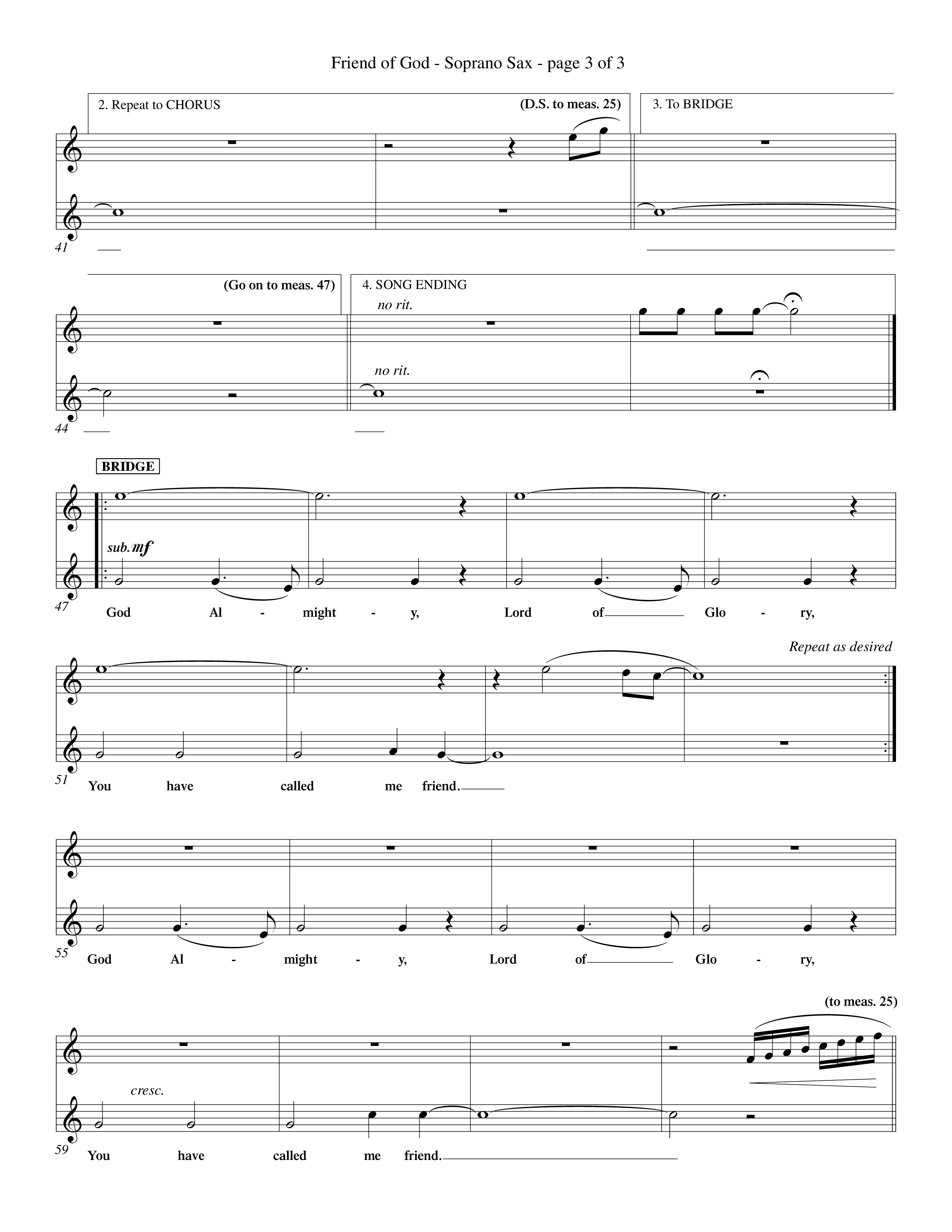 Friend Of God (Choral Anthem SATB) Saxophone (Word Music Choral / Orch. Dave Williamson)