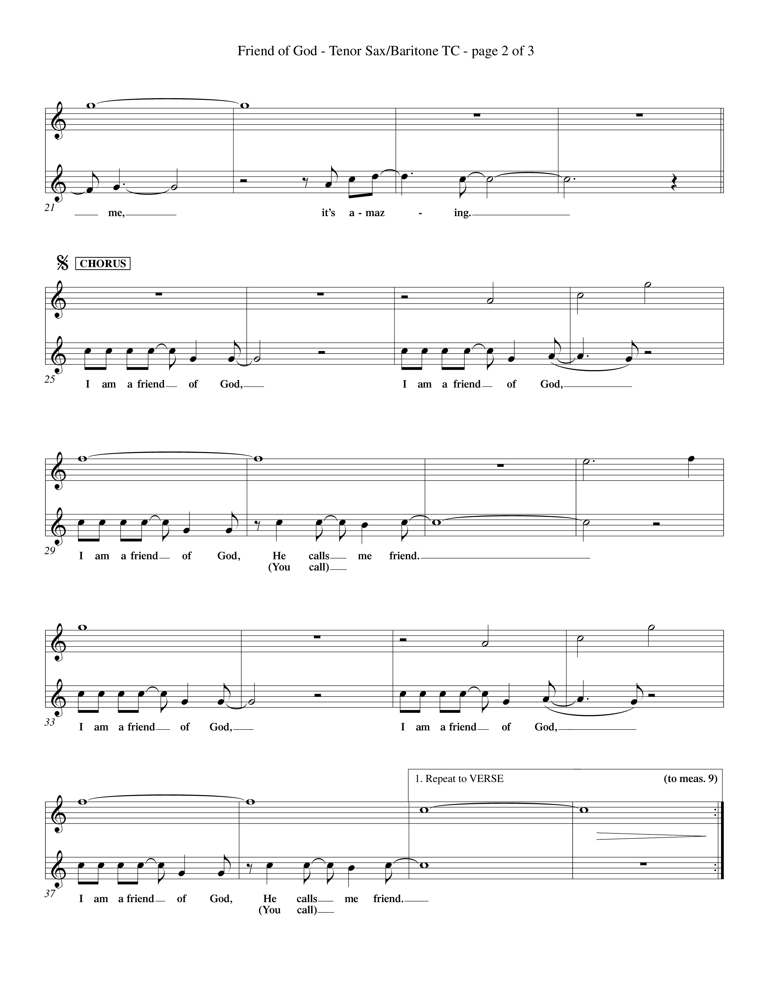 Friend Of God (Choral Anthem SATB) Tenor Sax/Baritone T.C. (Word Music Choral / Orch. Dave Williamson)