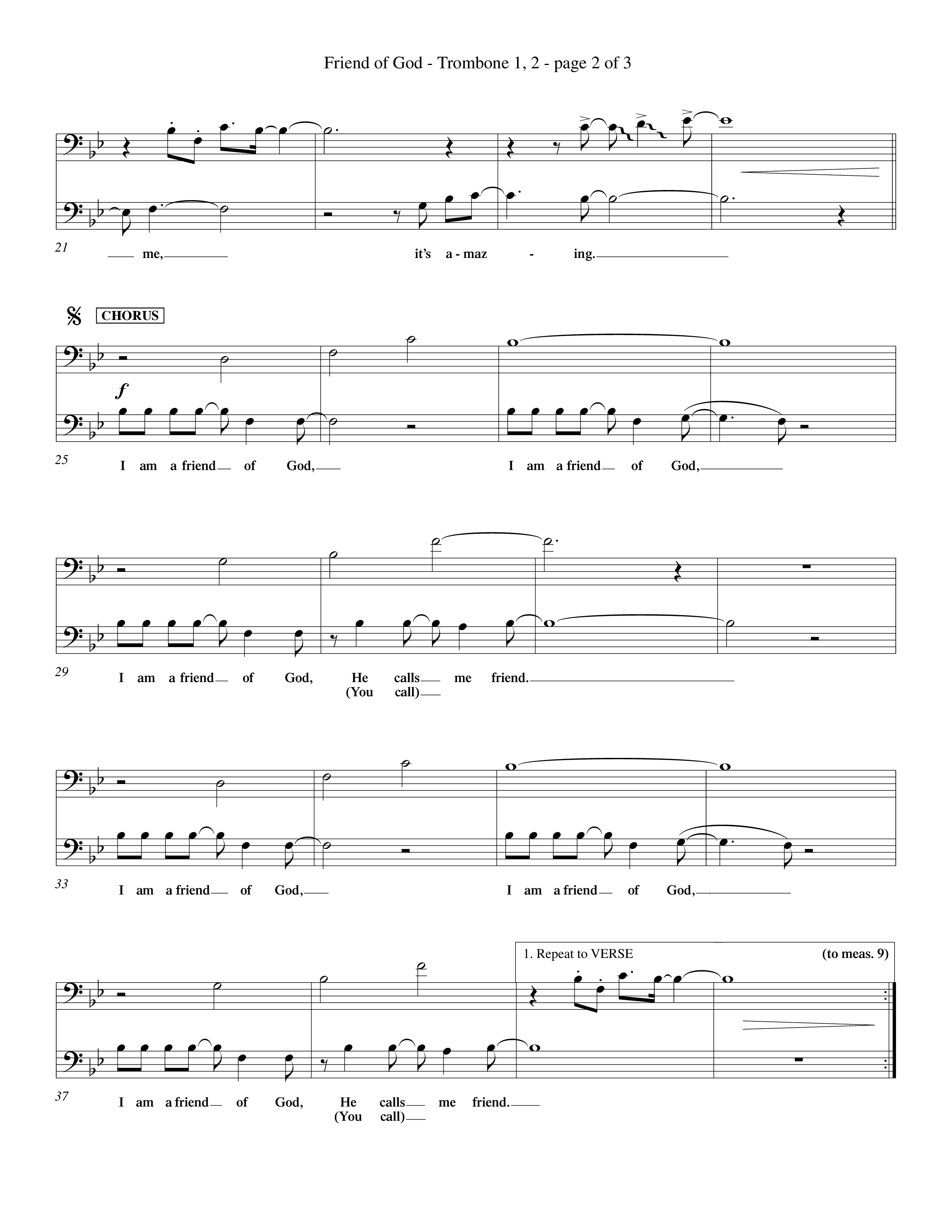 Friend Of God (Choral Anthem SATB) Trombone 1/2 (Word Music Choral / Orch. Dave Williamson)