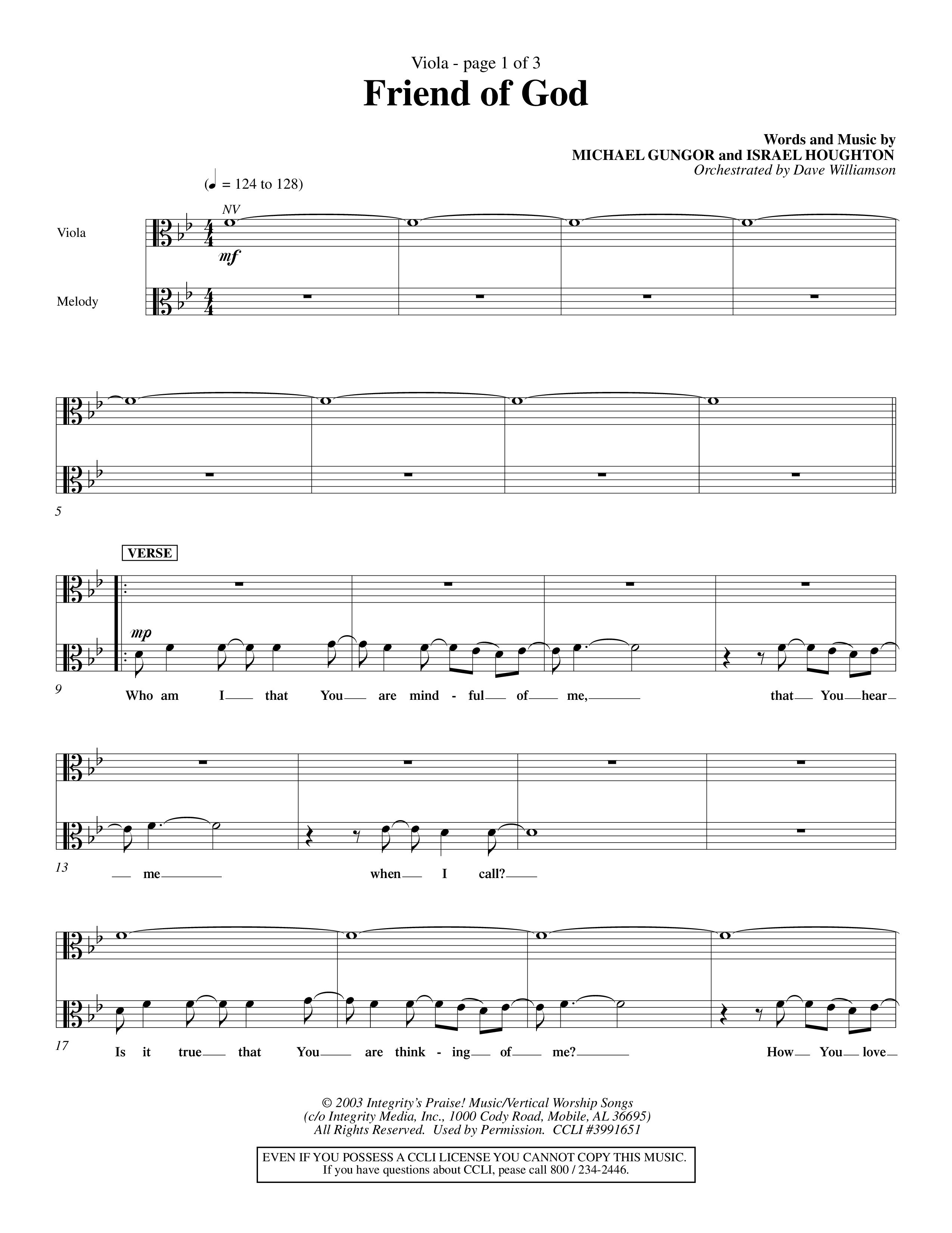 Friend Of God (Choral Anthem SATB) Viola (Word Music Choral / Orch. Dave Williamson)