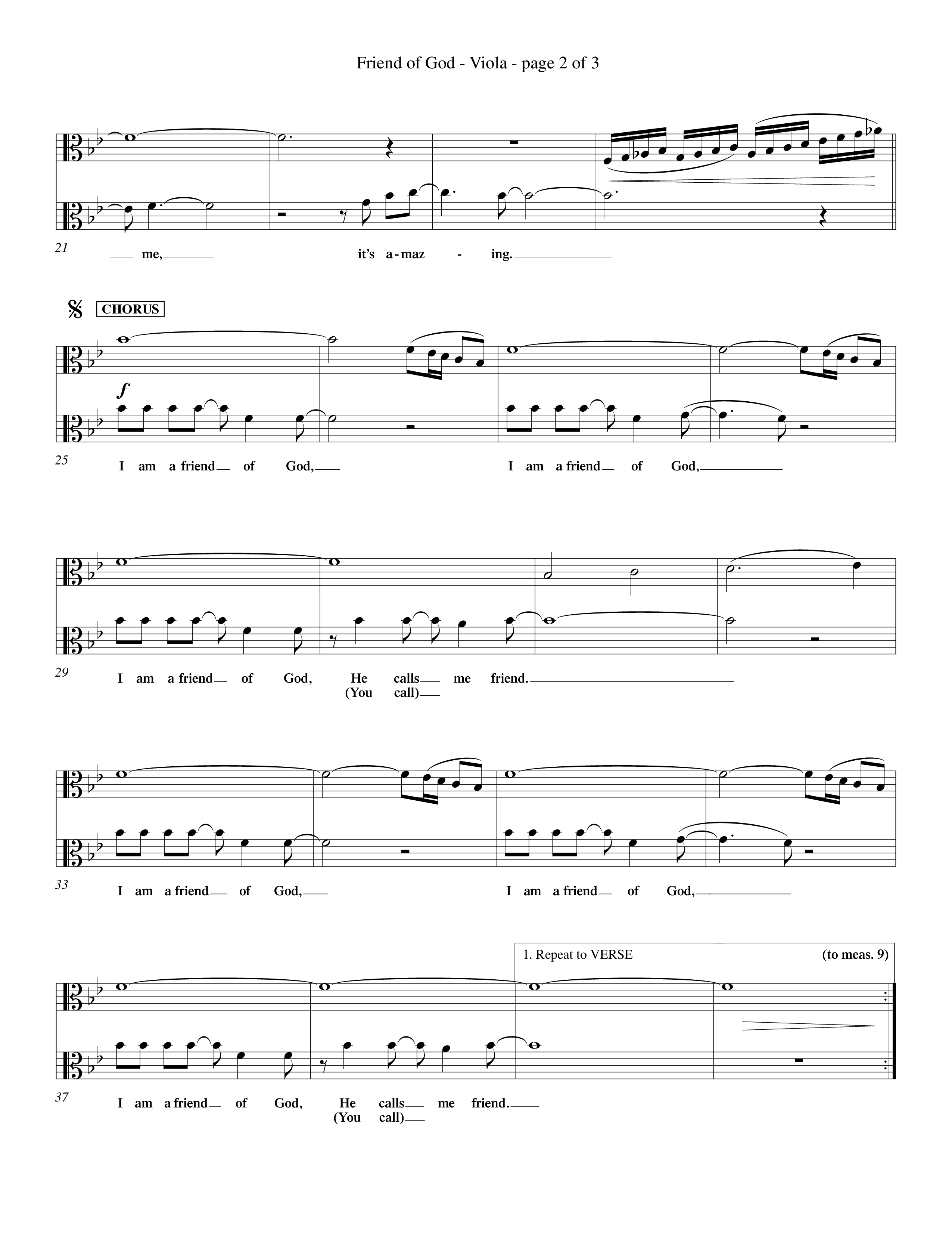 Friend Of God (Choral Anthem SATB) Viola (Word Music Choral / Orch. Dave Williamson)