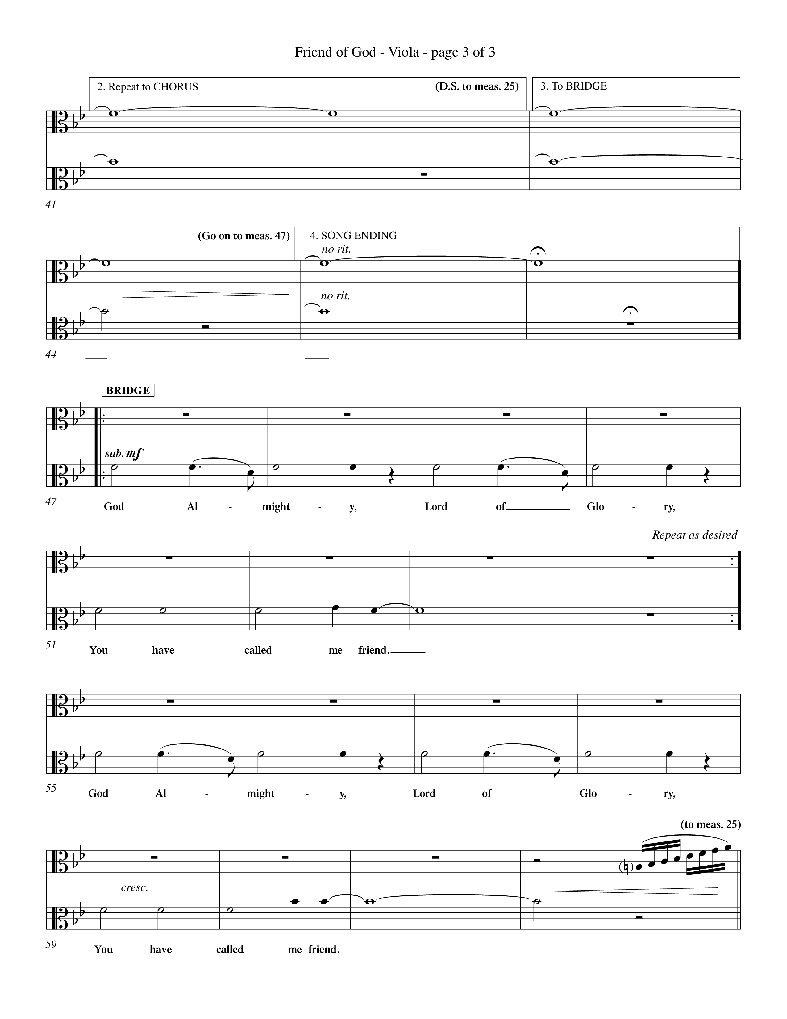 Friend Of God (Choral Anthem SATB) Viola (Word Music Choral / Orch. Dave Williamson)