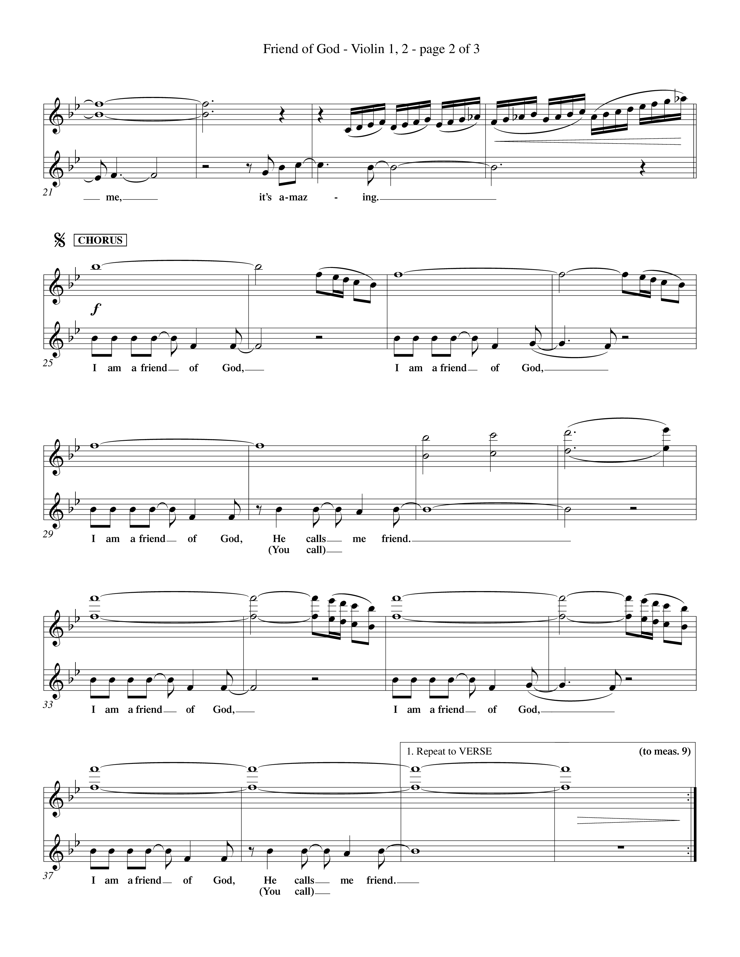 Friend Of God (Choral Anthem SATB) Violin 1/2 (Word Music Choral / Orch. Dave Williamson)