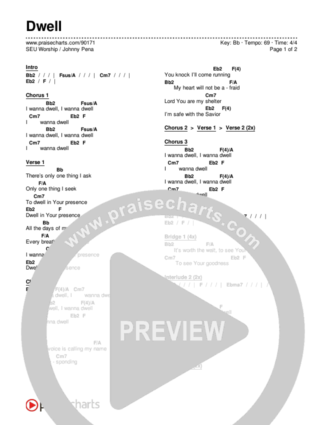 Dwell Chords & Lyrics (SEU Worship / Johnny Pena)