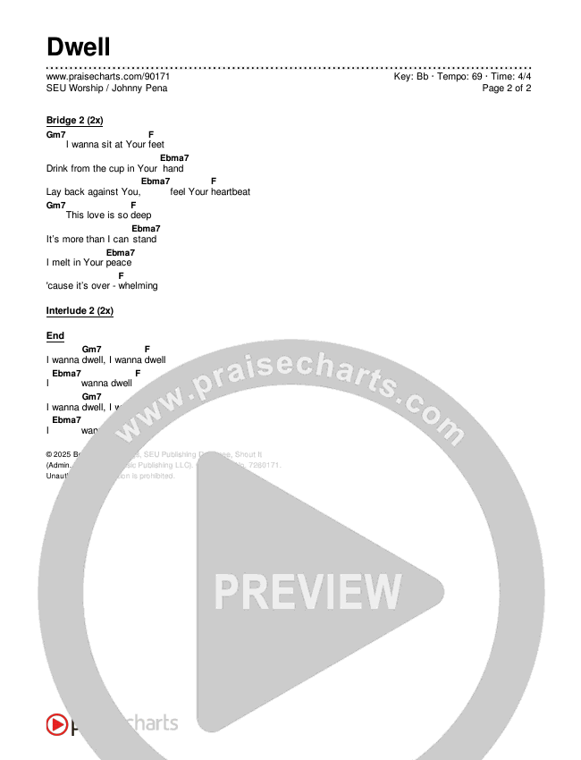Dwell Chords & Lyrics (SEU Worship / Johnny Pena)