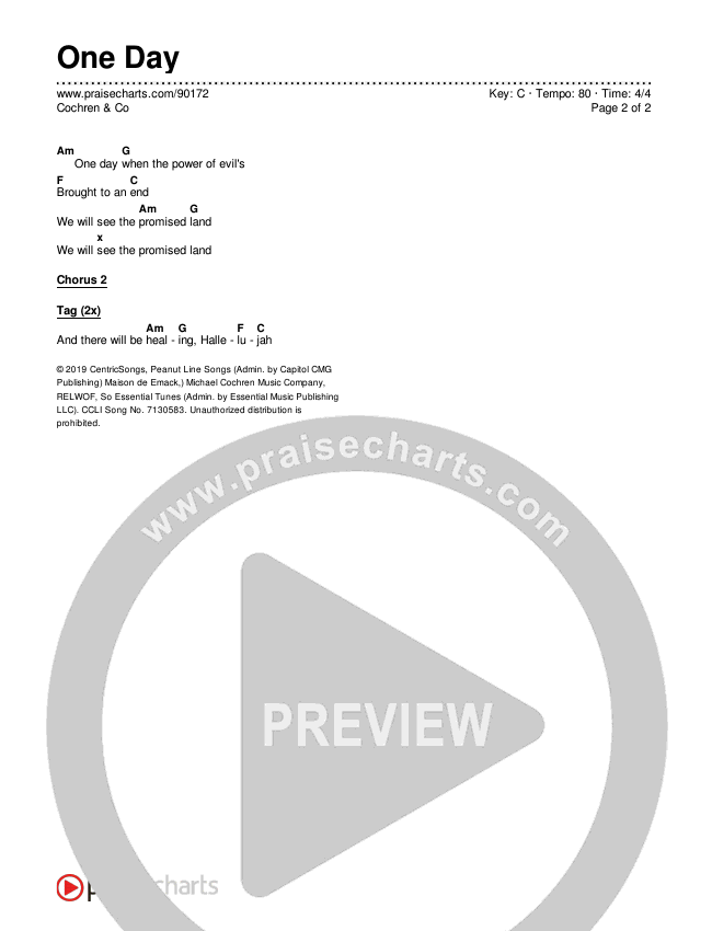One Day Chords & Lyrics (Cochren & Co)