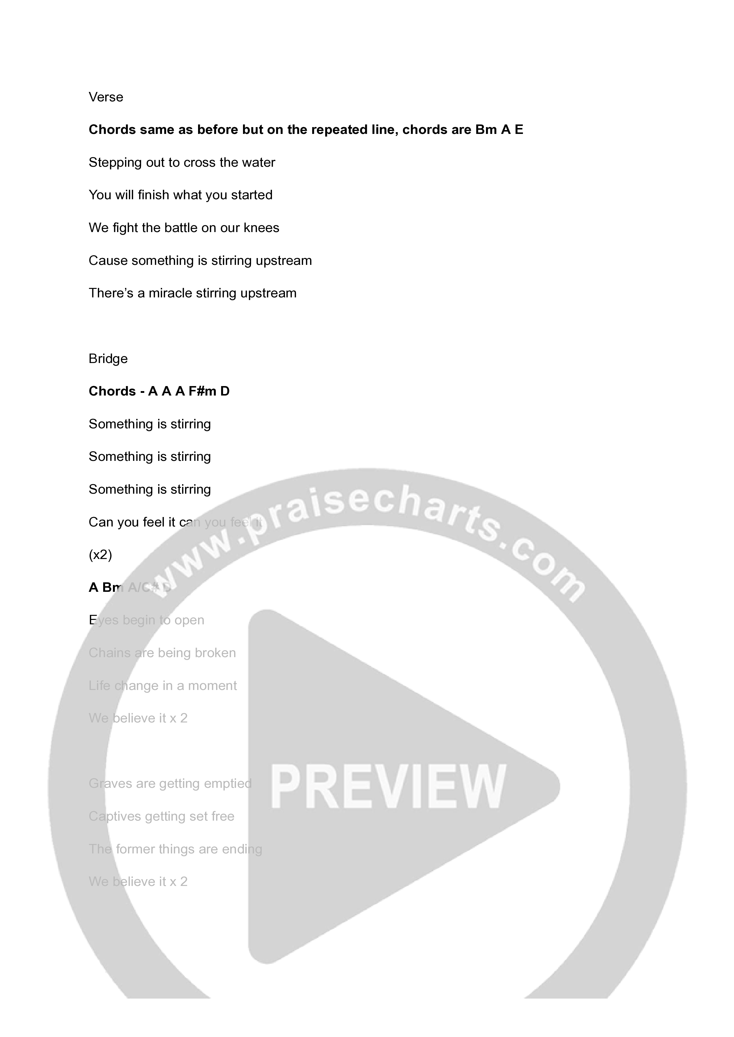 Upstream (Live) Chord Chart (Freedom Church)