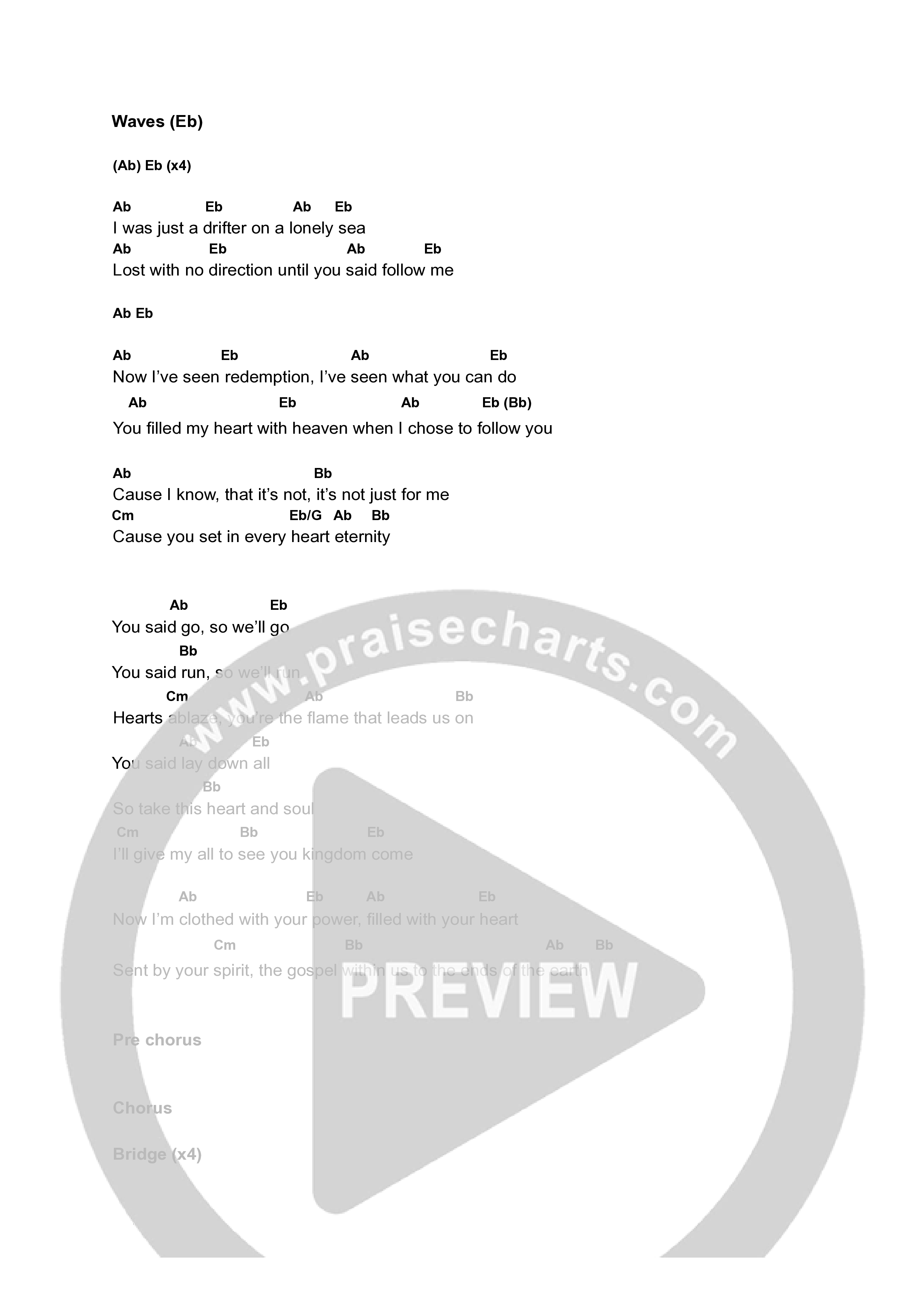 Waves (Live) Chord Chart (Freedom Church)