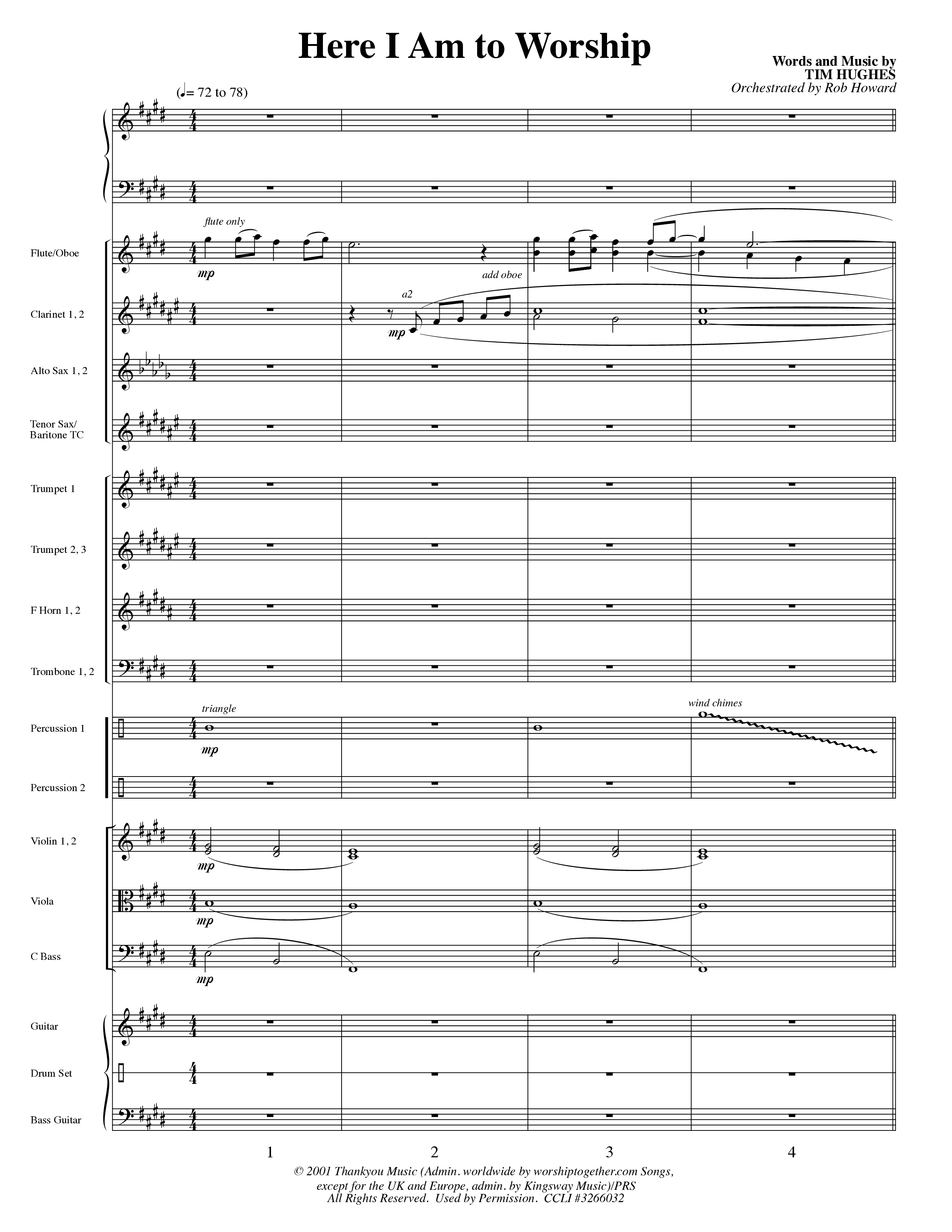 Here I Am To Worship (Choral Anthem SATB) Orchestration (Word Music Choral / Orch. Rob Howard)