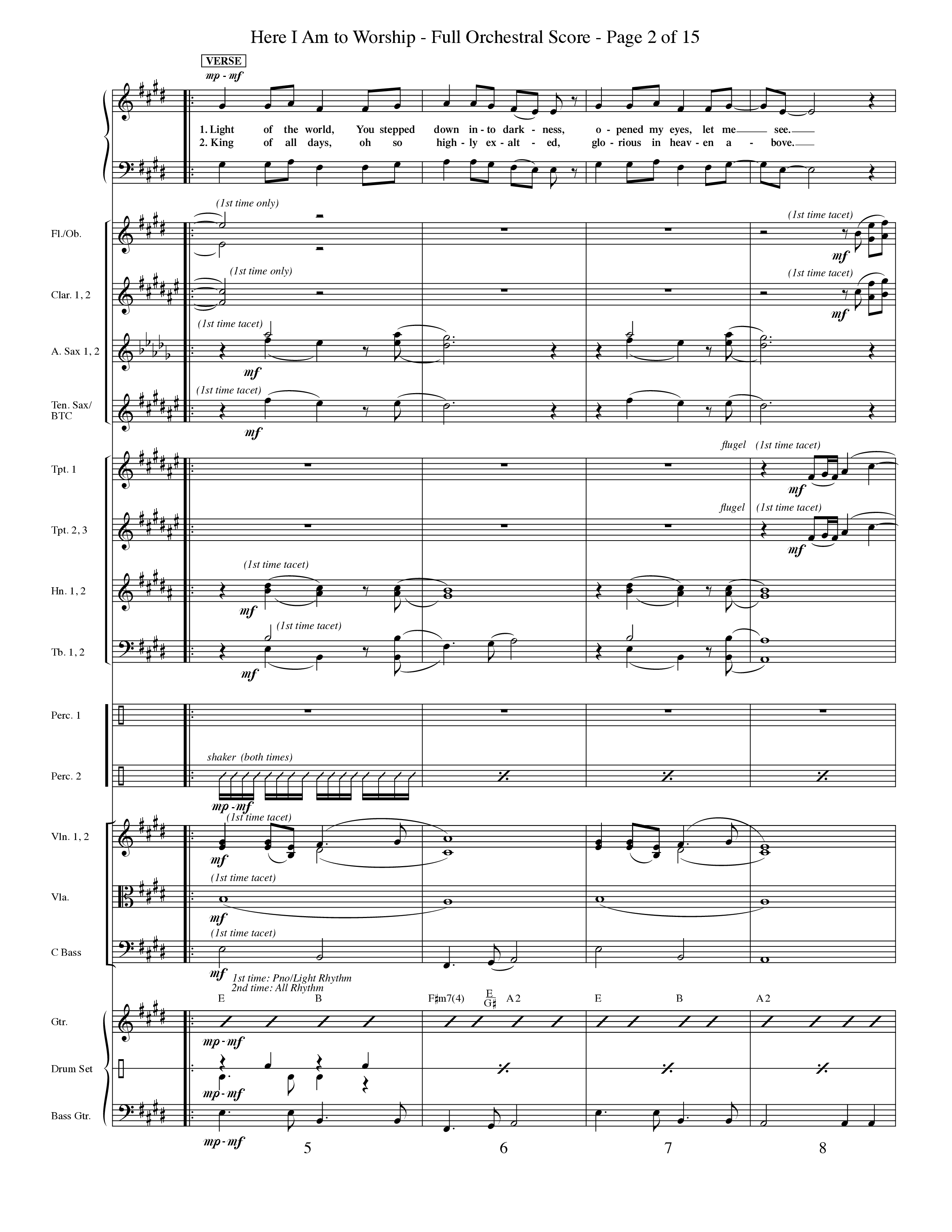 Here I Am To Worship (Choral Anthem SATB) Orchestration (Word Music Choral / Orch. Rob Howard)