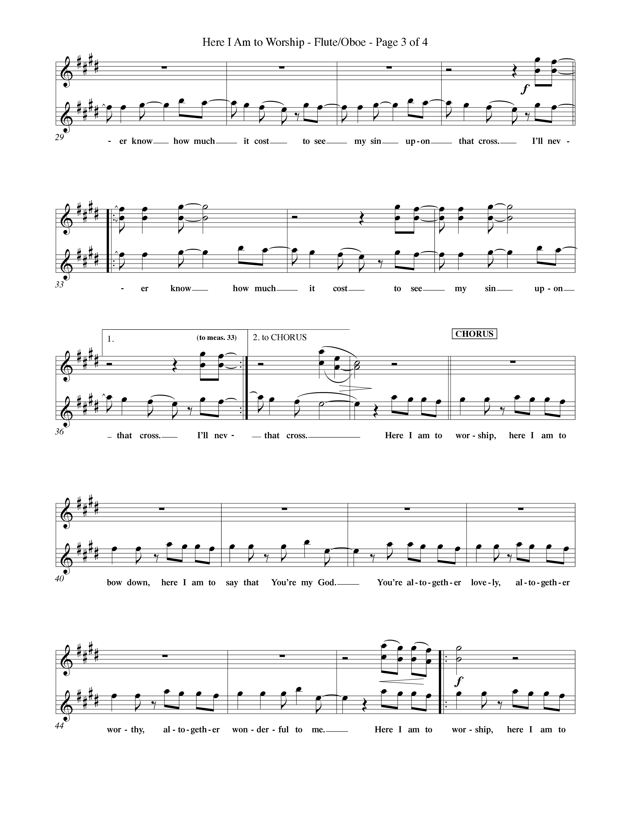 Here I Am To Worship (Choral Anthem SATB) Flute/Oboe (Word Music Choral / Orch. Rob Howard)