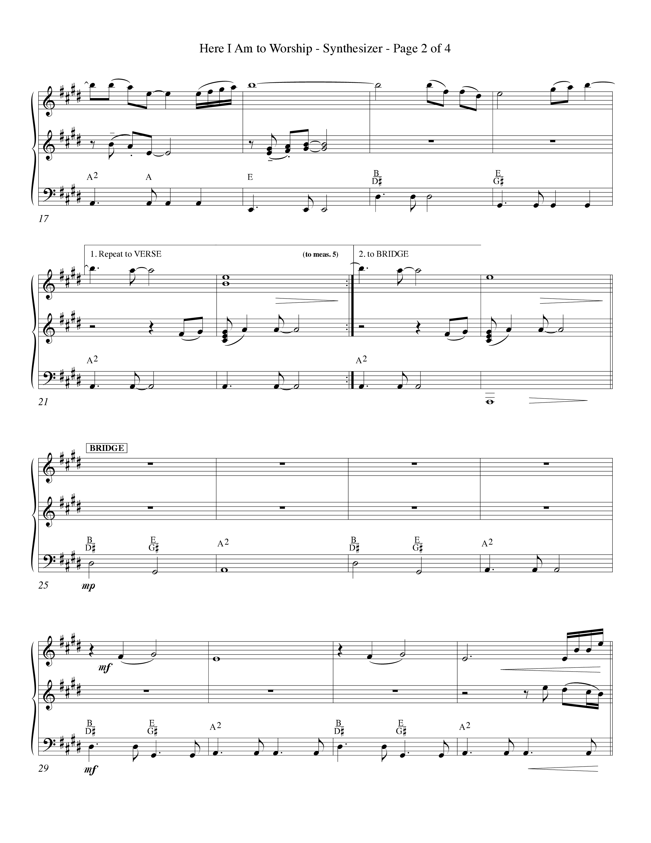 Here I Am To Worship (Choral Anthem SATB) Synth (Word Music Choral / Orch. Rob Howard)