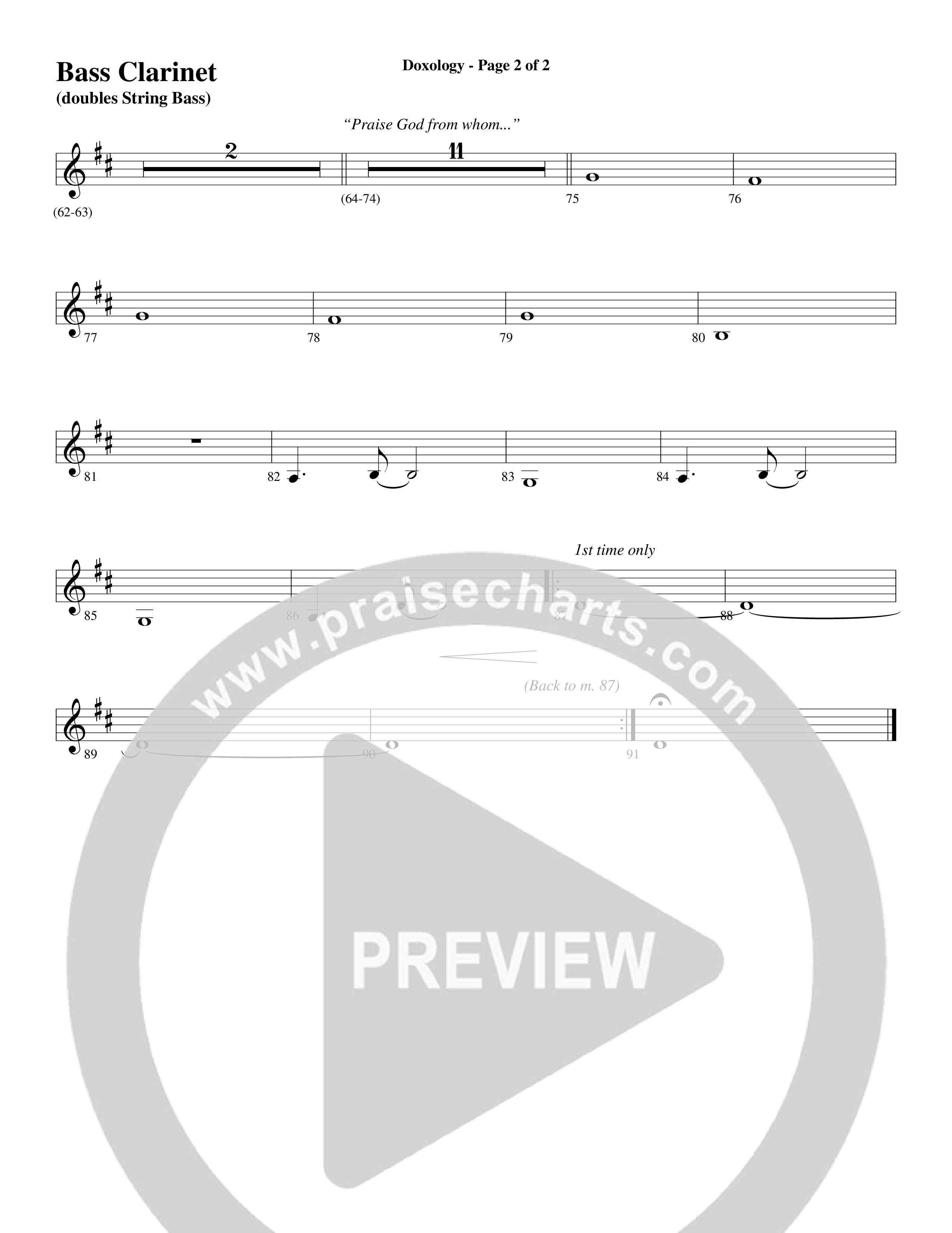 Doxology (Choral Anthem SATB) Bass Clarinet (Word Music Choral / Arr. Dave Williamson)