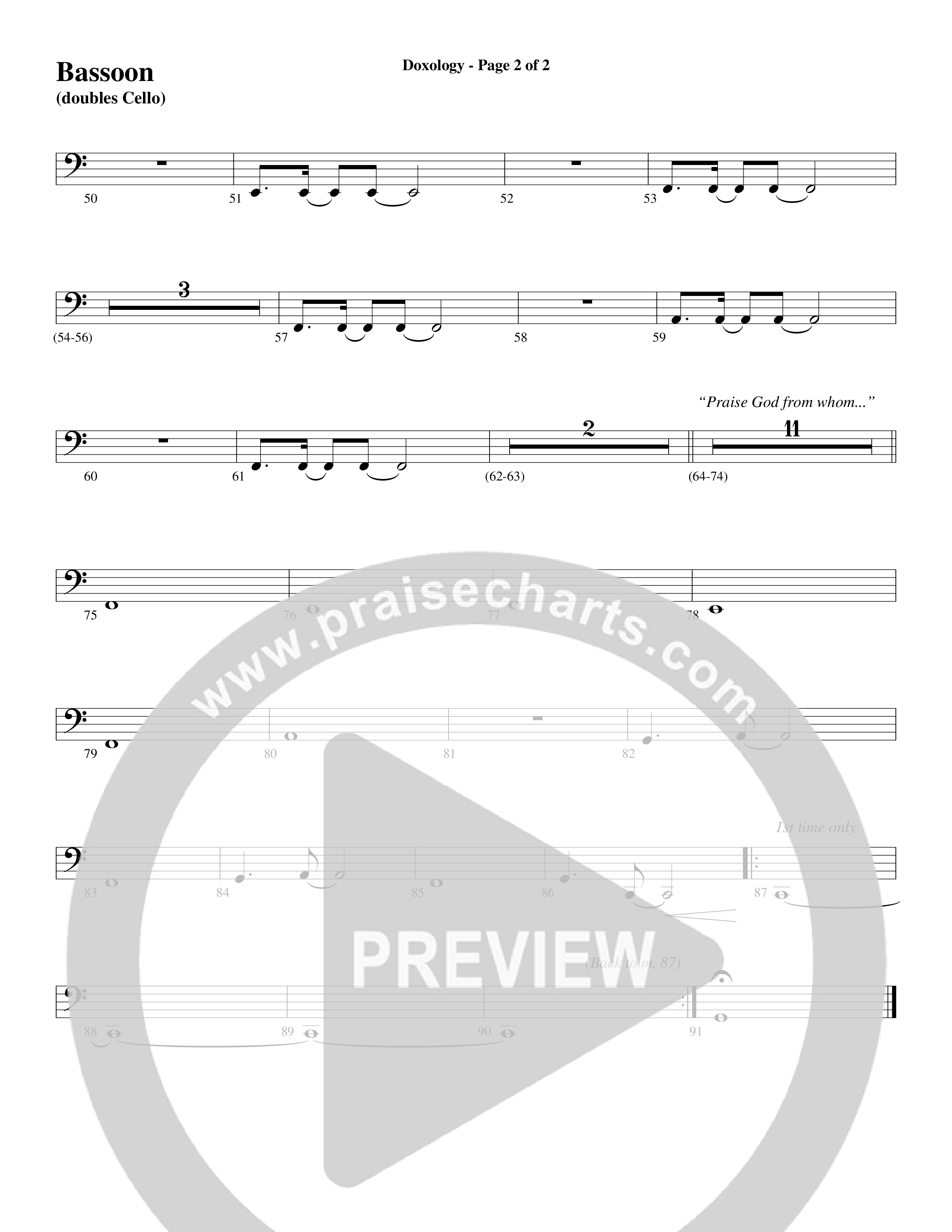 Doxology (Choral Anthem SATB) Bassoon (Word Music Choral / Arr. Dave Williamson)