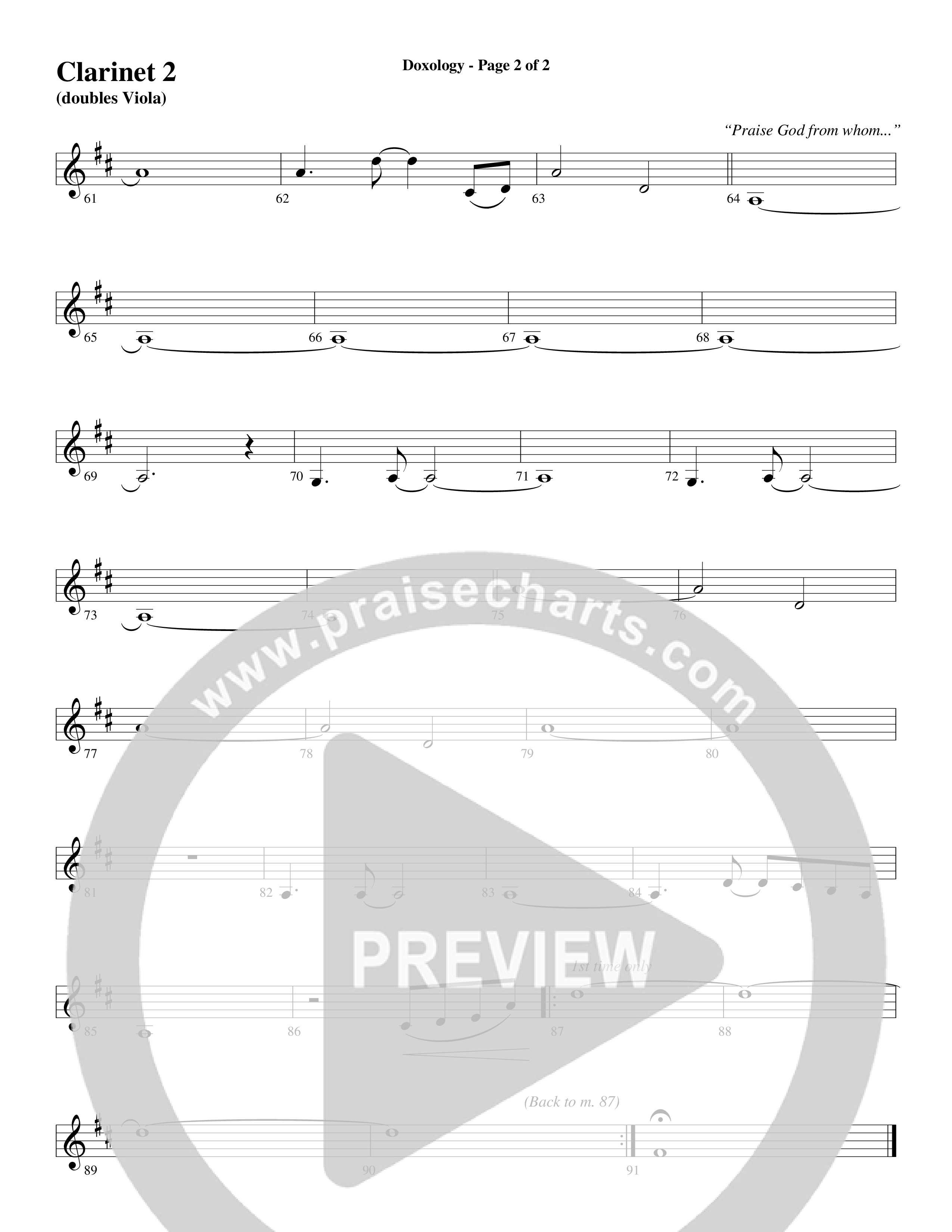 Doxology (Choral Anthem SATB) Clarinet (Word Music Choral / Arr. Dave Williamson)