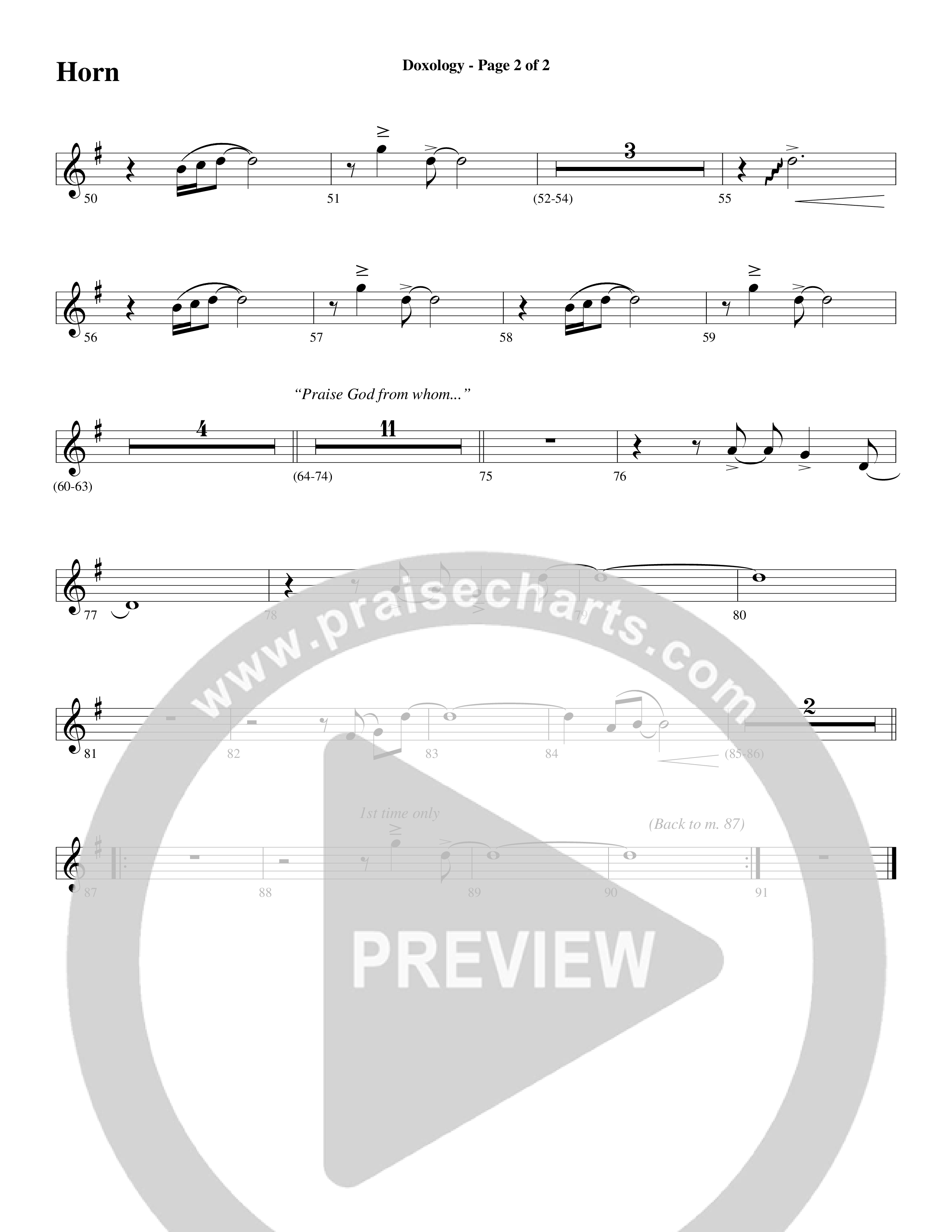 Doxology (Choral Anthem SATB) French Horn (Word Music Choral / Arr. Dave Williamson)