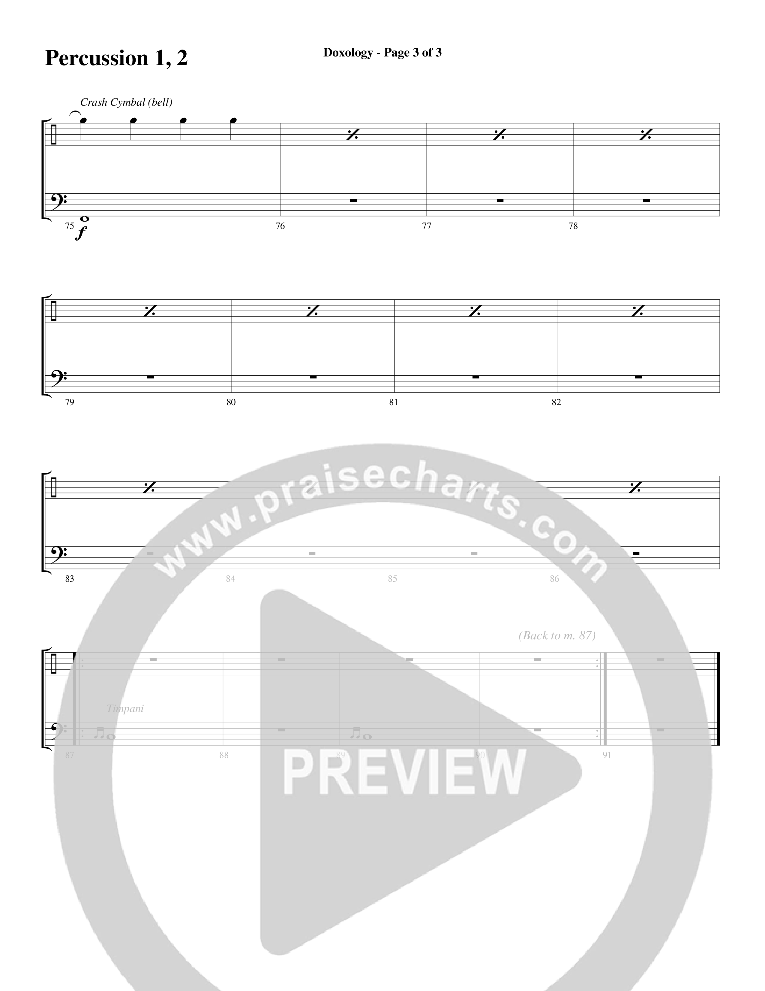 Doxology (Choral Anthem SATB) Percussion (Word Music Choral / Arr. Dave Williamson)