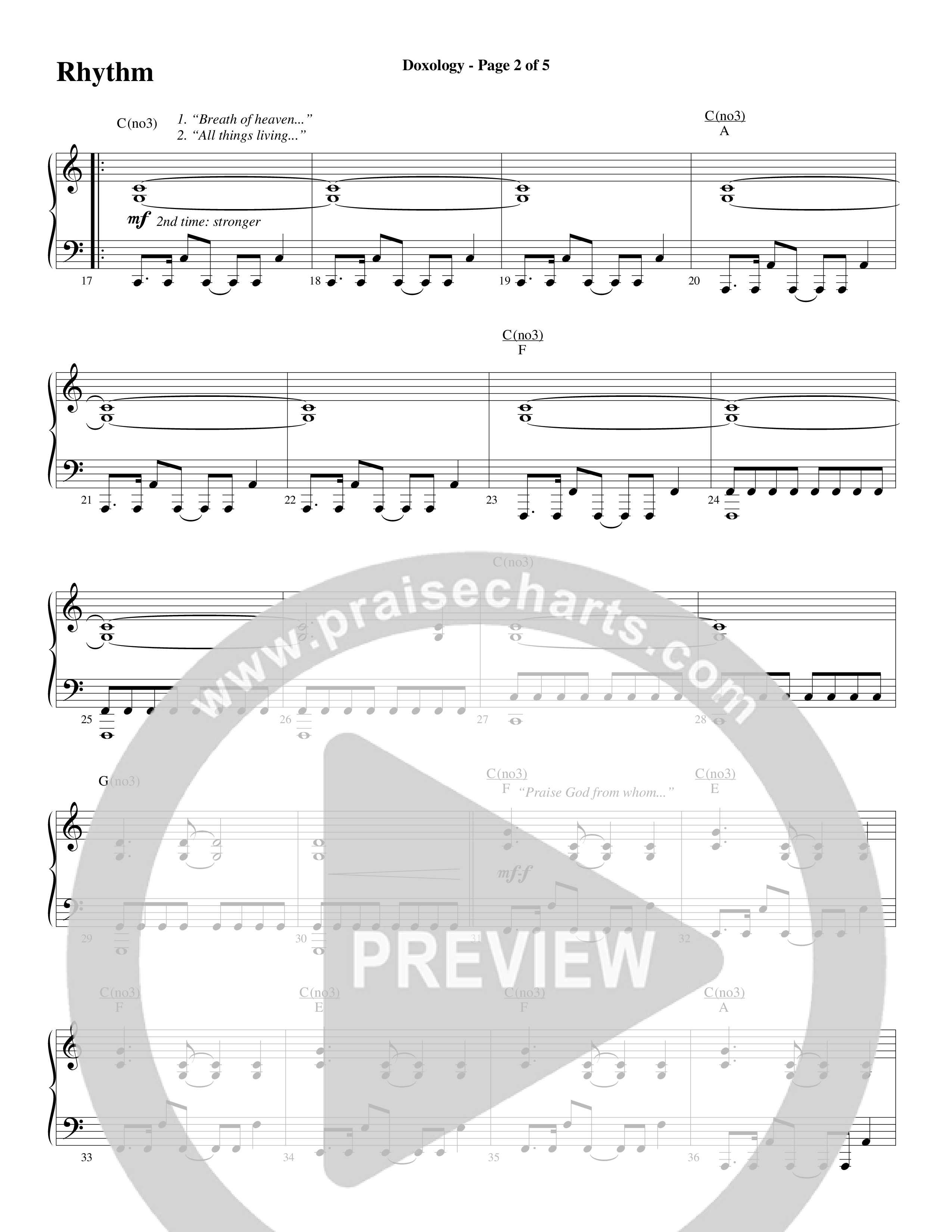 Doxology (Choral Anthem SATB) Rhythm Chart (Word Music Choral / Arr. Dave Williamson)