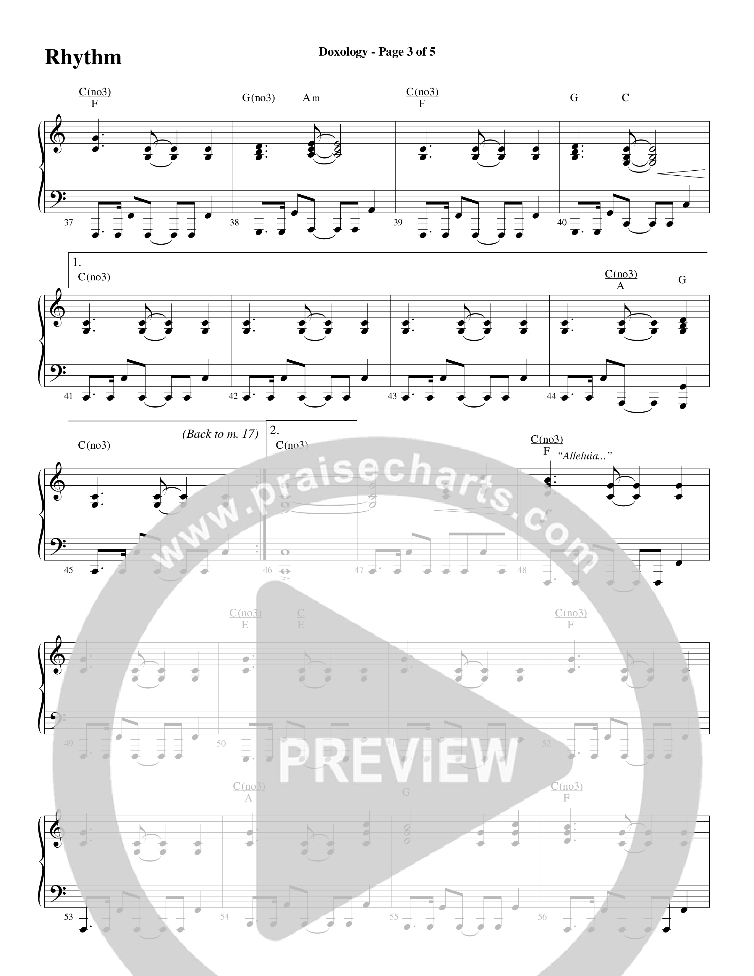 Doxology (Choral Anthem SATB) Rhythm Chart (Word Music Choral / Arr. Dave Williamson)