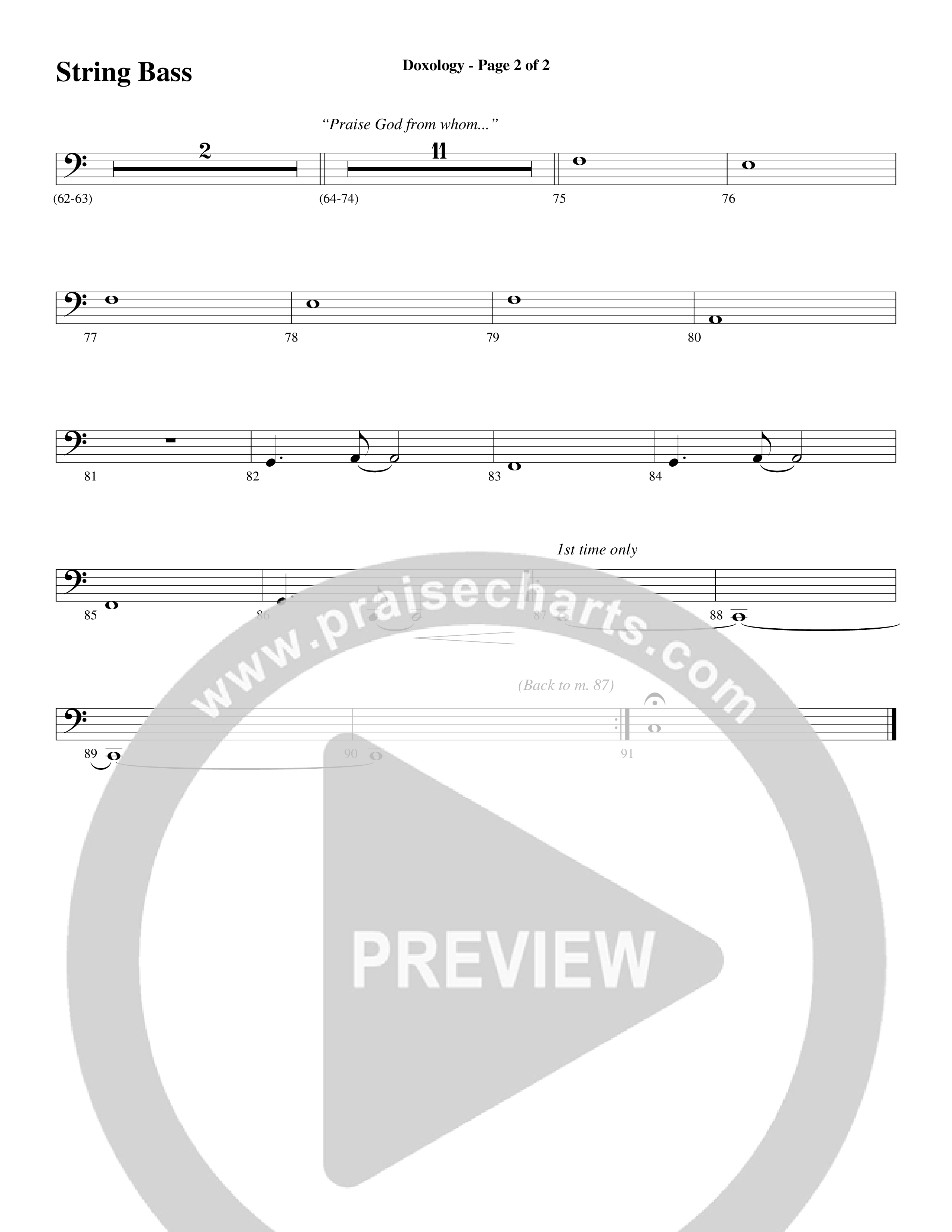 Doxology (Choral Anthem SATB) String Bass (Word Music Choral / Arr. Dave Williamson)