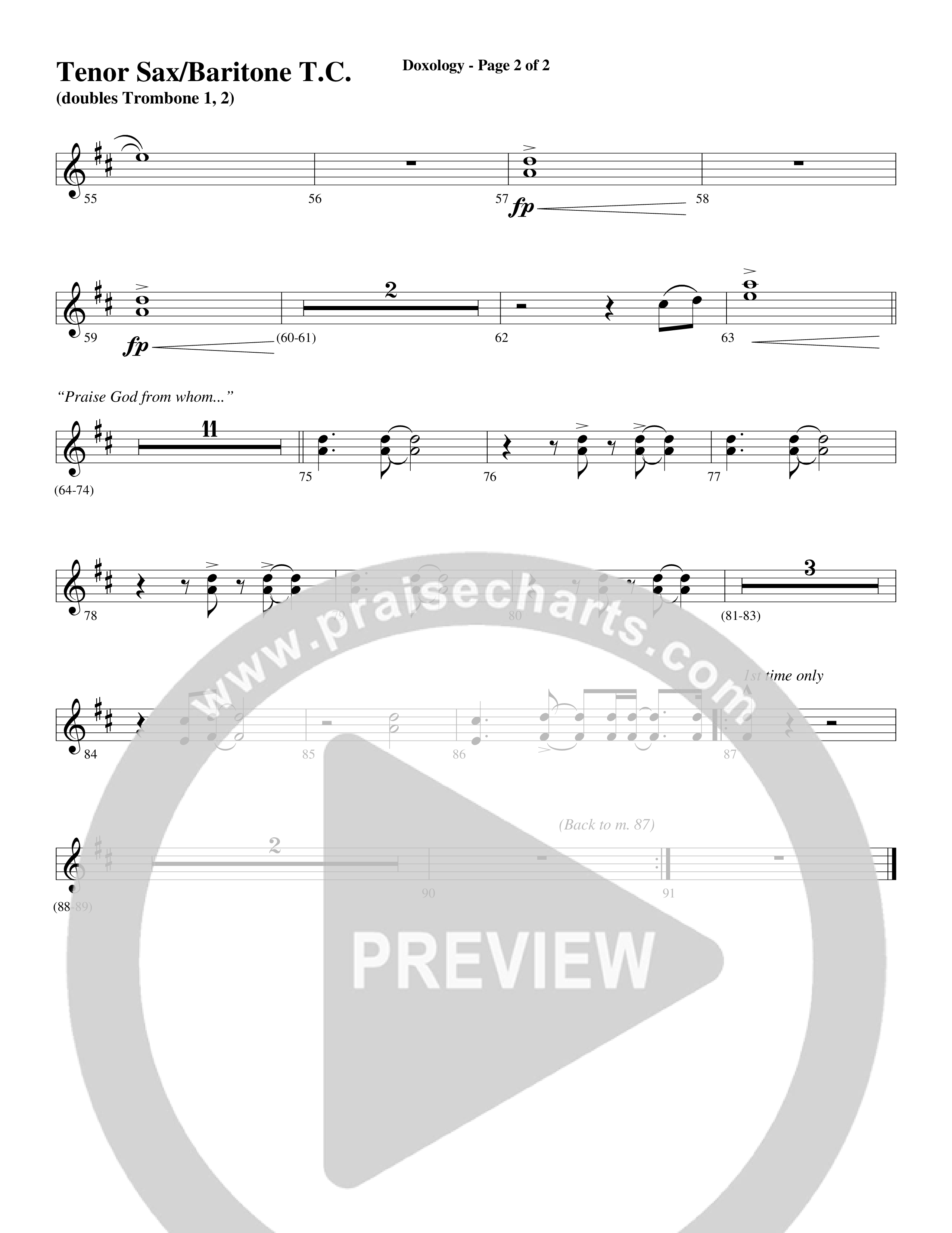 Doxology (Choral Anthem SATB) Tenor Sax/Baritone T.C. (Word Music Choral / Arr. Dave Williamson)