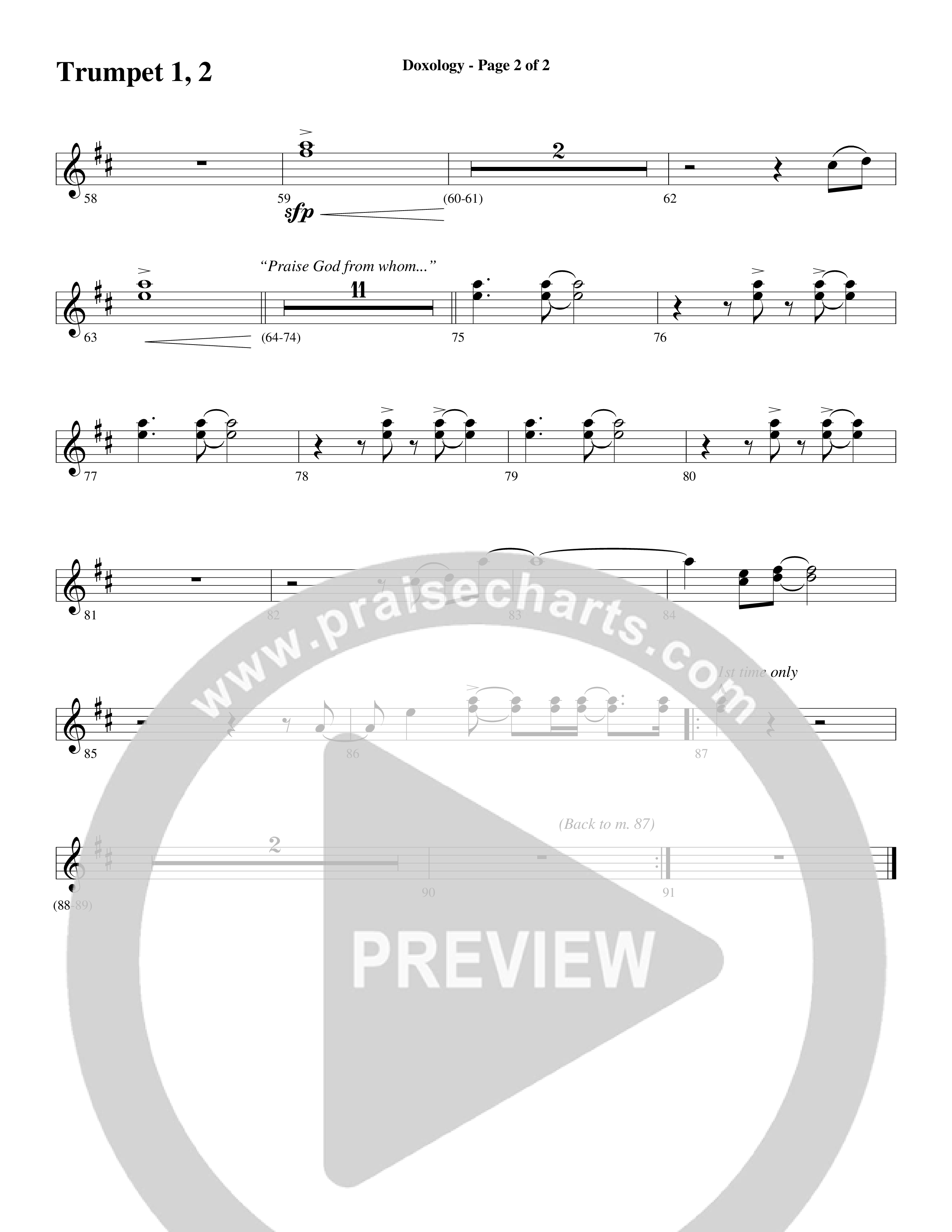 Doxology (Choral Anthem SATB) Trumpet 1,2 (Word Music Choral / Arr. Dave Williamson)